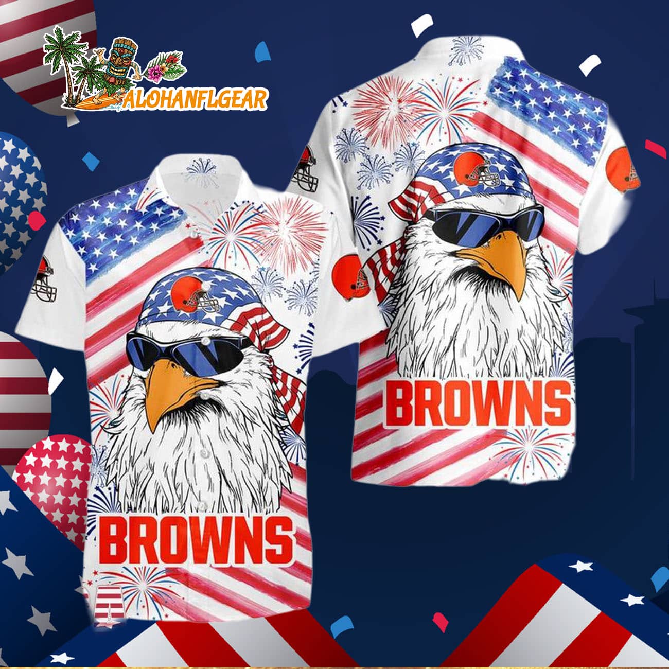 Cleveland Browns American Eagle Emblem Hawaiian Shirt Cleveland Browns American Eagle Emblem Hawaiian Shirt