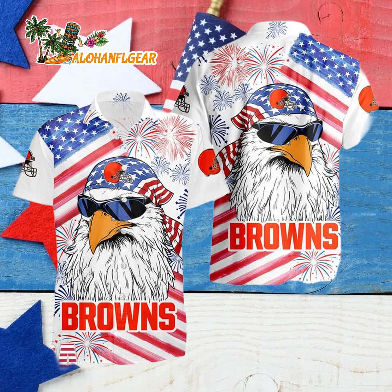 Cleveland Browns American Eagle Emblem Hawaiian Shirt Cleveland Browns American Eagle Emblem Hawaiian Shirt