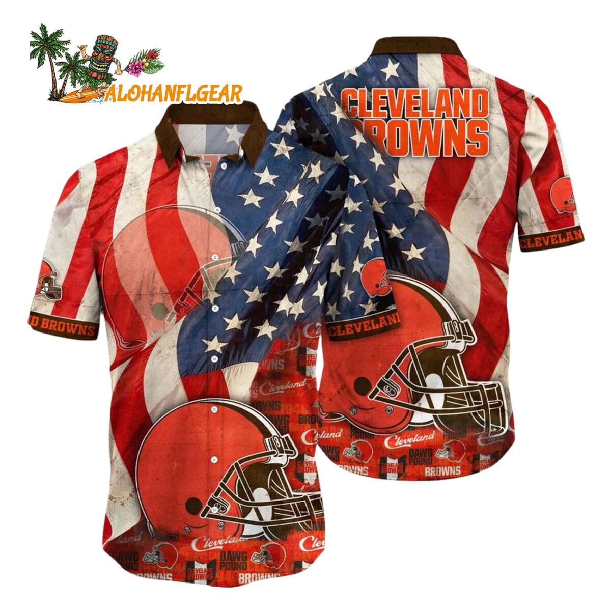 Cleveland Browns American Flag Hawaiian Shirt NFL Aloha Shirt 1