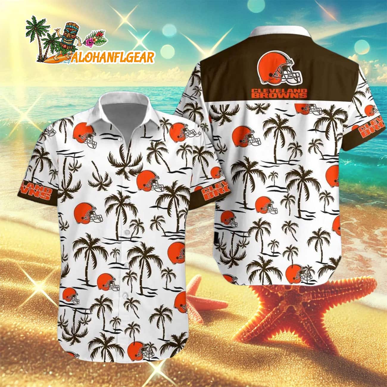 Cleveland Browns Coconut Logo Beach Hawaiian Shirt, NFL Aloha Shirt Cleveland Browns Coconut Logo Beach Hawaiian Shirt, NFL Aloha Shirt