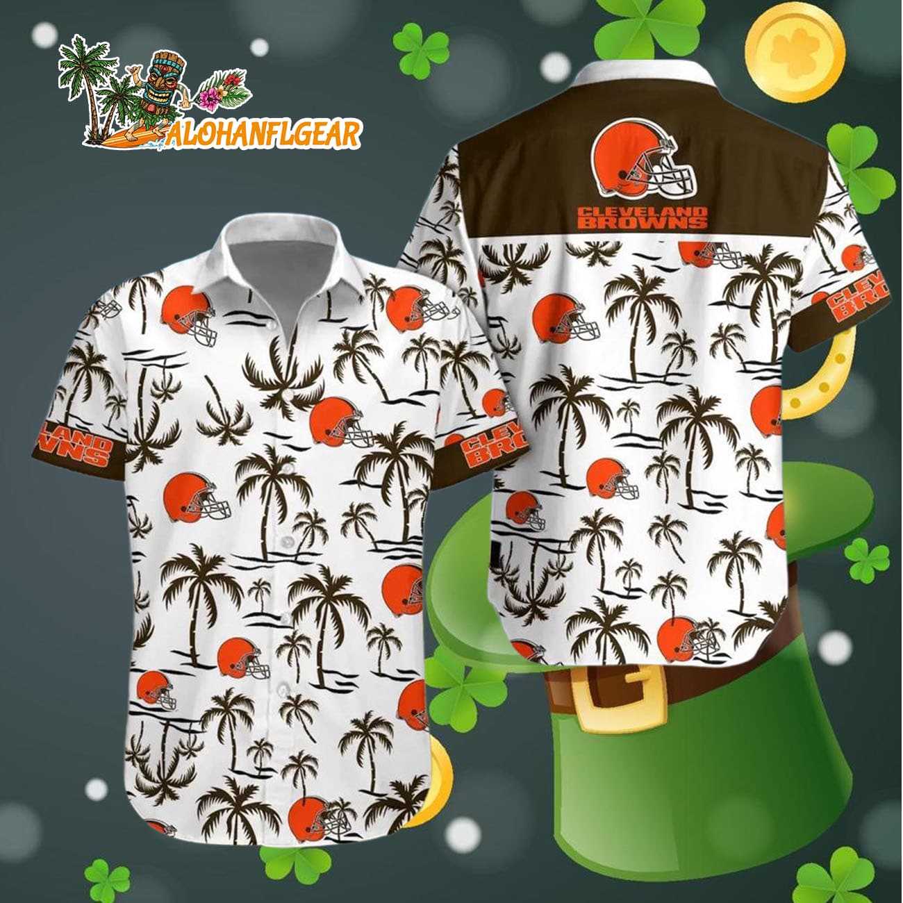 Cleveland Browns Coconut Logo Beach Hawaiian Shirt, NFL Aloha Shirt Cleveland Browns Coconut Logo Beach Hawaiian Shirt, NFL Aloha Shirt