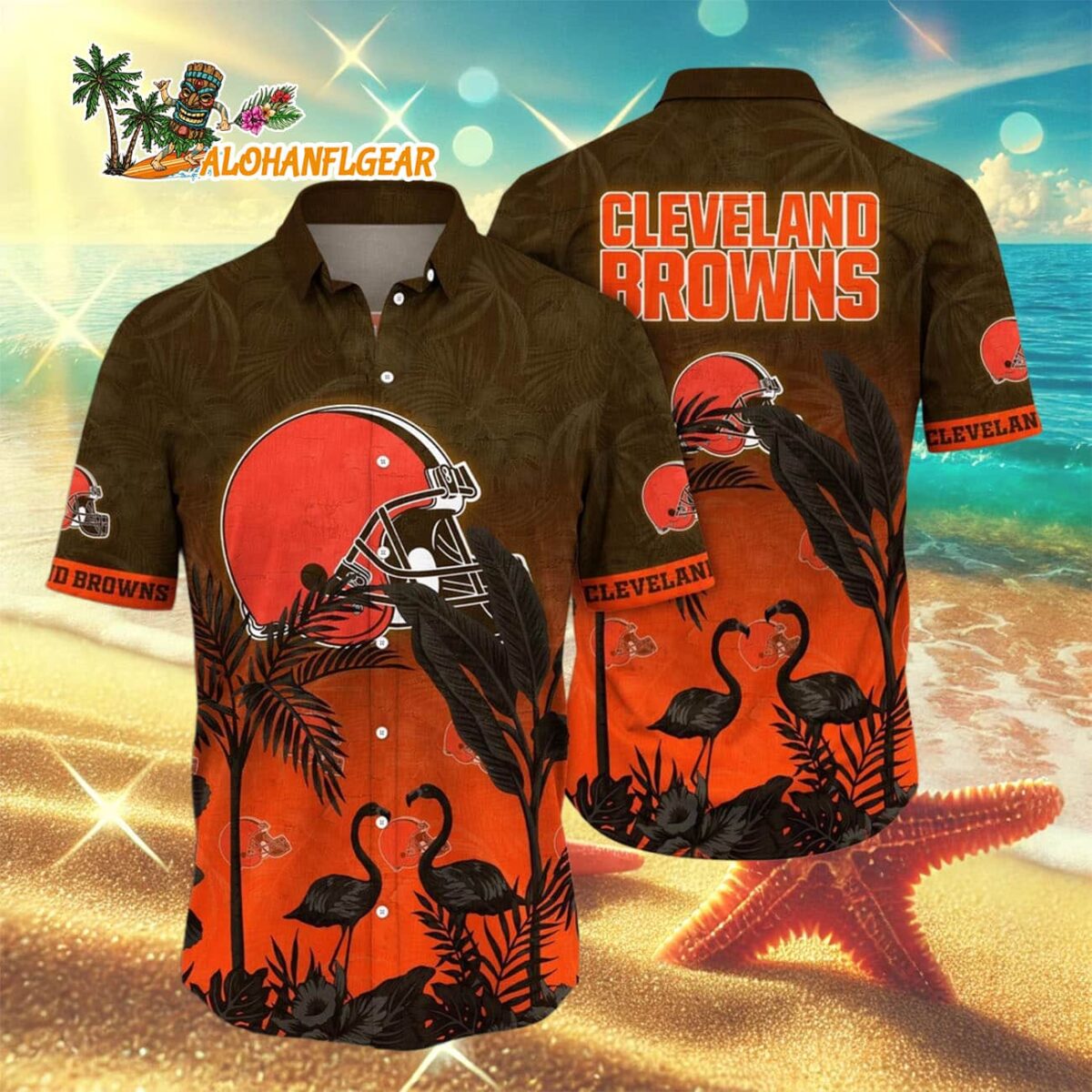 Cleveland Browns Flamingo And Flower Funny Hawaiian ShirtCleveland Browns Aloha Shirt 3