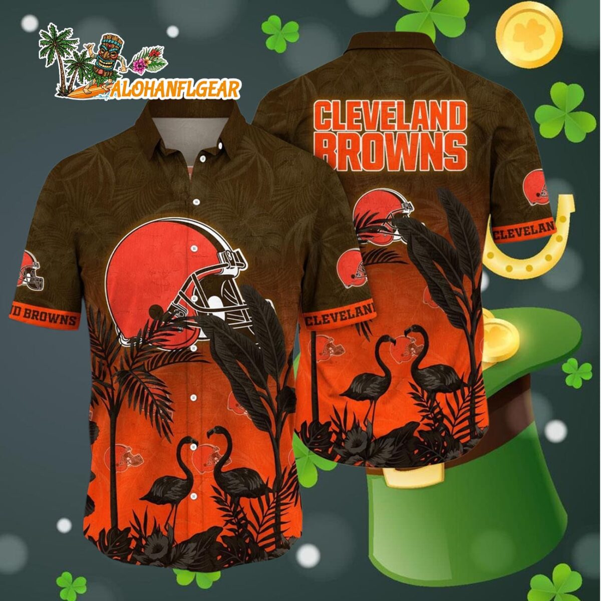 Cleveland Browns Flamingo And Flower Funny Hawaiian ShirtCleveland Browns Aloha Shirt 4