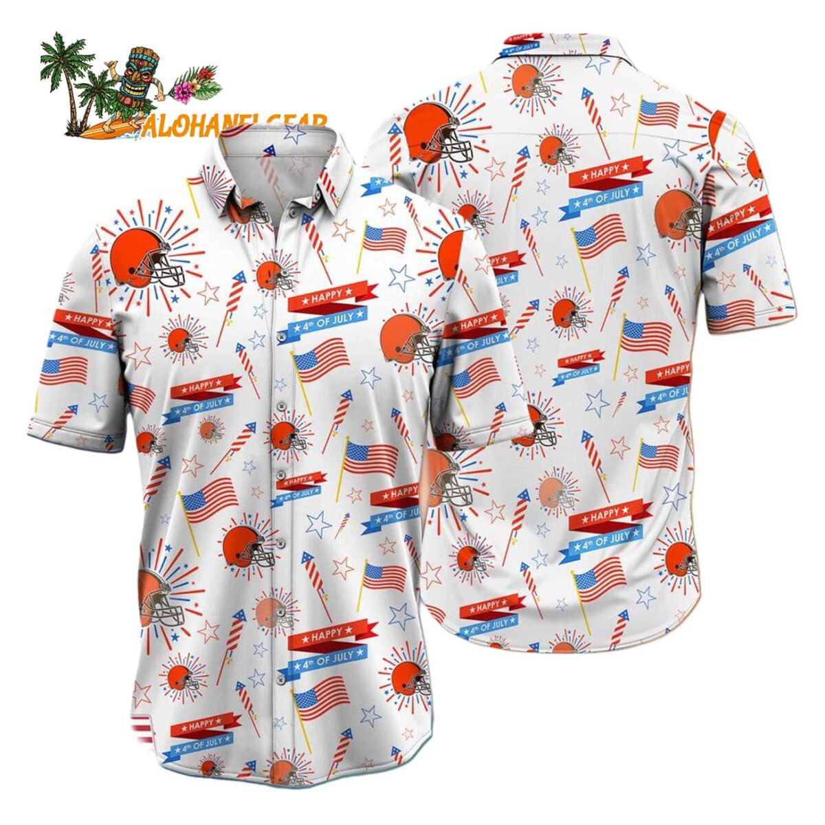 Cleveland Browns Happy 4th Of July Hawaiian Shirt NFL Aloha Shirt 1