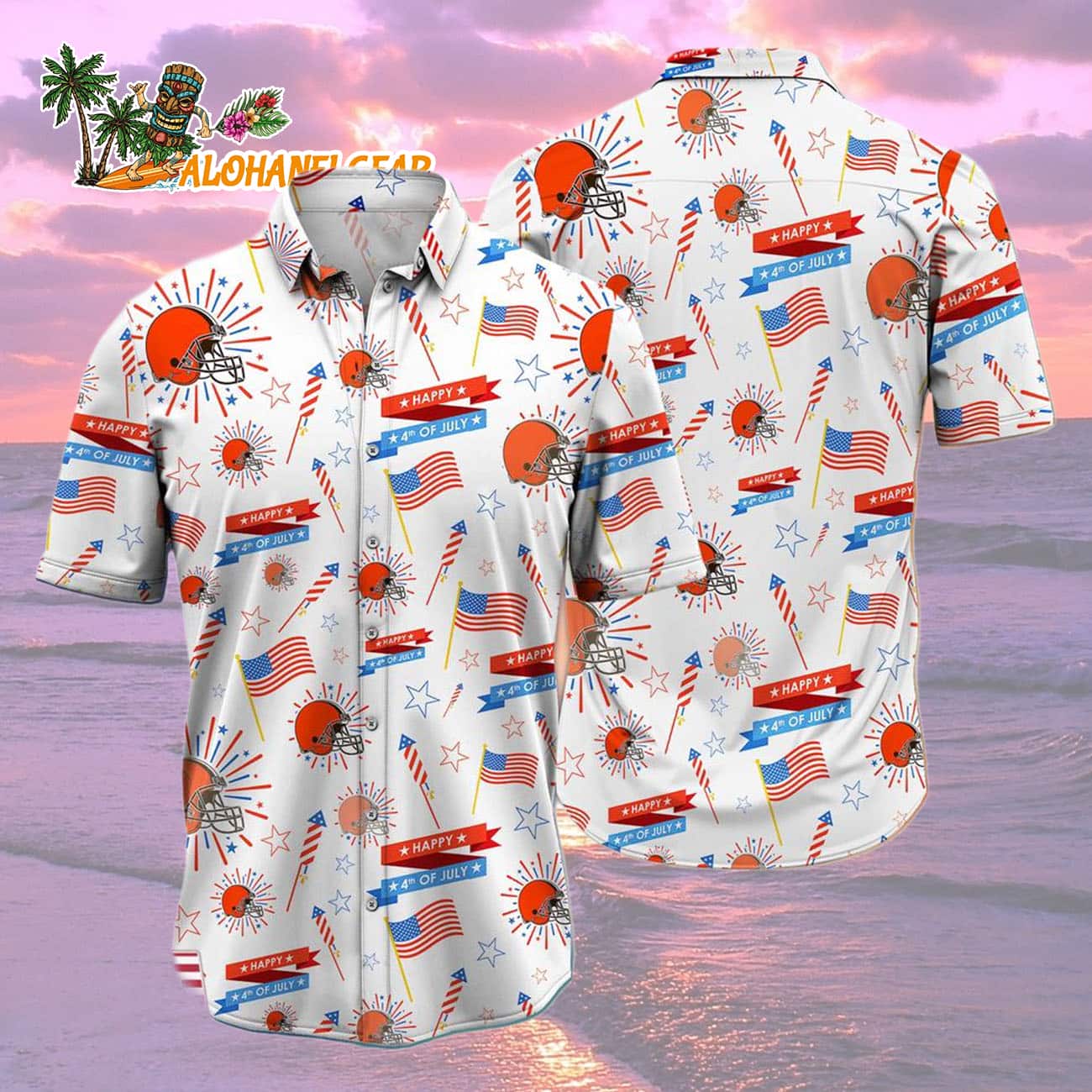Cleveland Browns Happy 4th Of July Hawaiian Shirt, NFL Aloha Shirt Cleveland Browns Happy 4th Of July Hawaiian Shirt, NFL Aloha Shirt