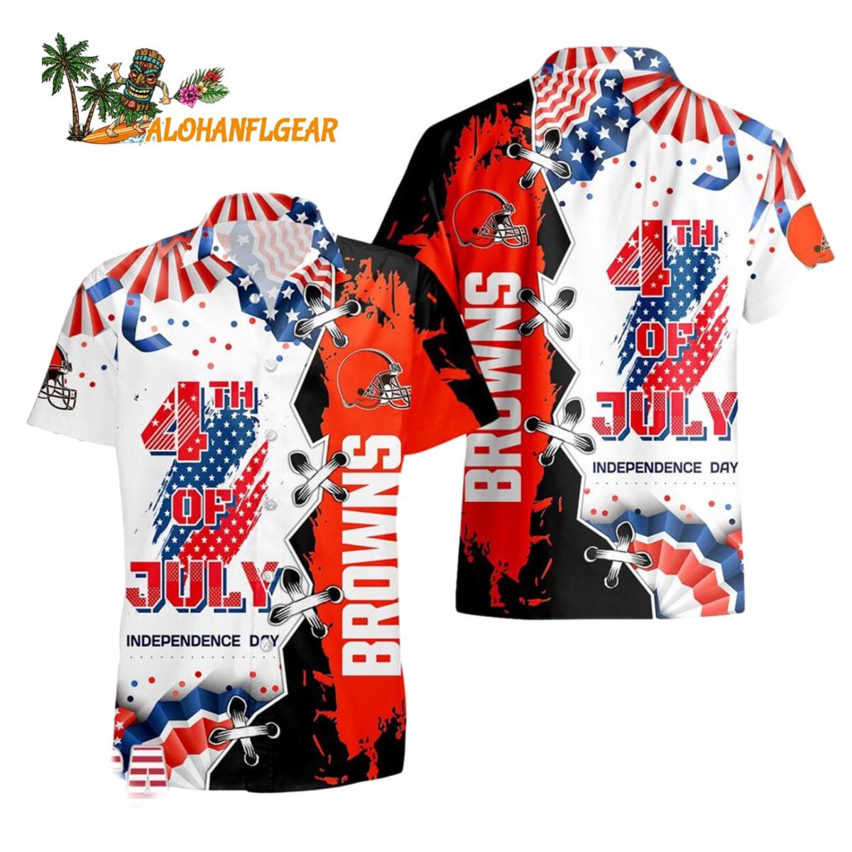 Cleveland Browns Happy Independence Day Resurgence Hawaiian Shirt NFL Aloha Shirt 1