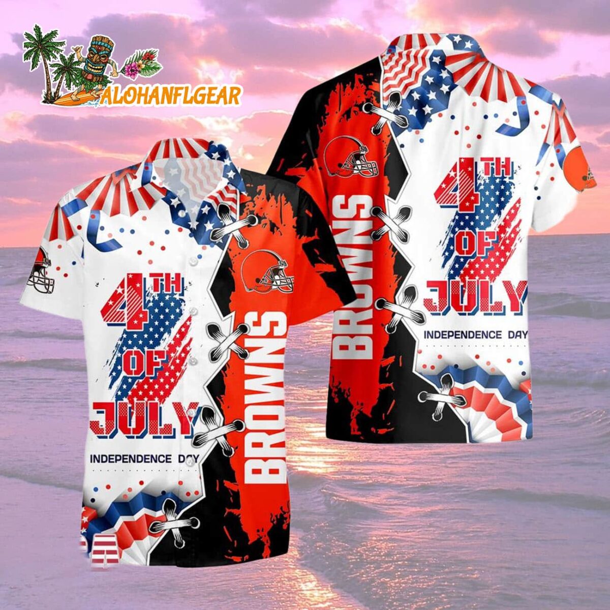 Cleveland Browns Happy Independence Day Resurgence Hawaiian Shirt NFL Aloha Shirt 2