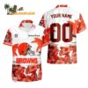 Cleveland Browns Hibiscus Flower Custom Name Hawaiian Shirt NFL Aloha Shirt 1