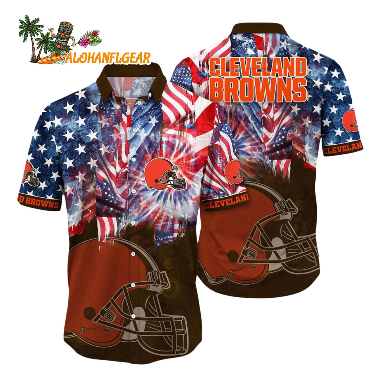 Cleveland Browns Independence Day Hawaiian Shirt, NFL Aloha Shirt Cleveland Browns Independence Day Hawaiian Shirt, NFL Aloha Shirt