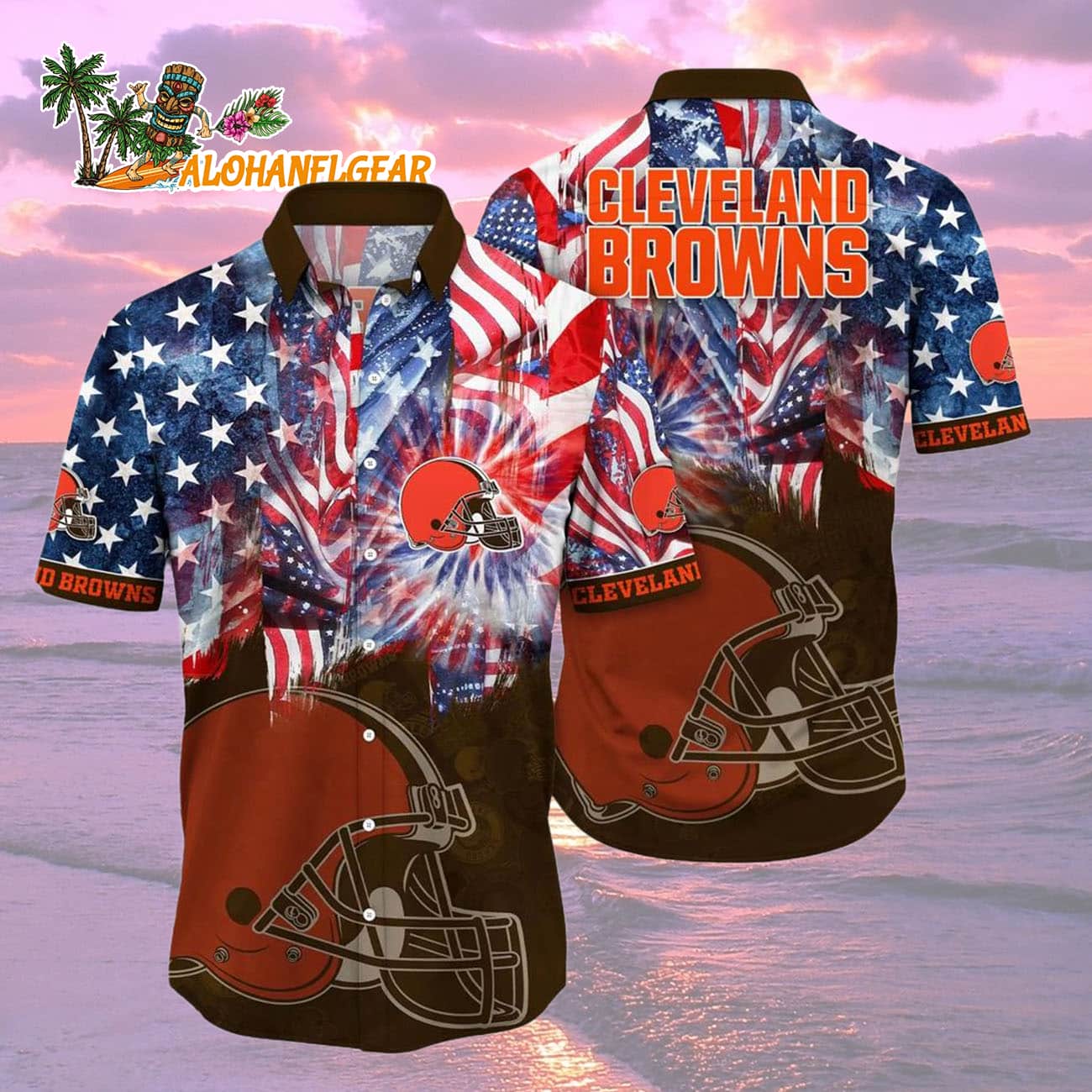 Cleveland Browns Independence Day Hawaiian Shirt, NFL Aloha Shirt Cleveland Browns Independence Day Hawaiian Shirt, NFL Aloha Shirt