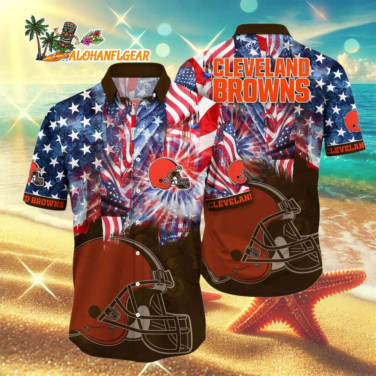 Cleveland Browns Independence Day Hawaiian Shirt, NFL Aloha Shirt Cleveland Browns Independence Day Hawaiian Shirt, NFL Aloha Shirt