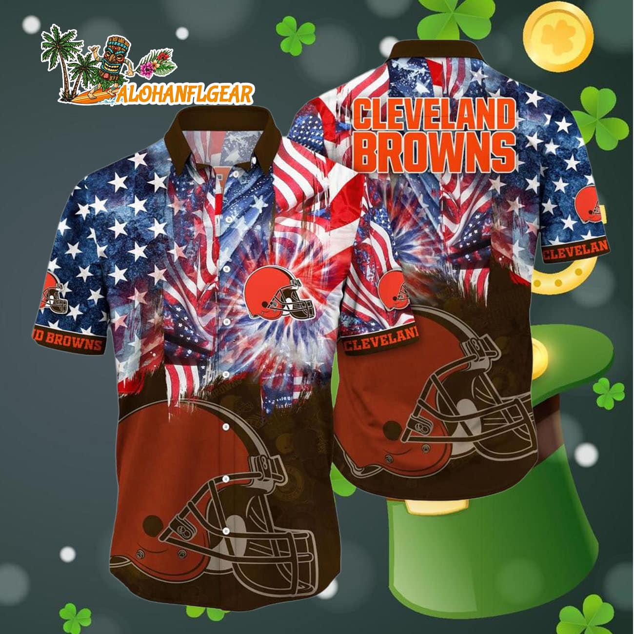 Cleveland Browns Independence Day Hawaiian Shirt, NFL Aloha Shirt Cleveland Browns Independence Day Hawaiian Shirt, NFL Aloha Shirt