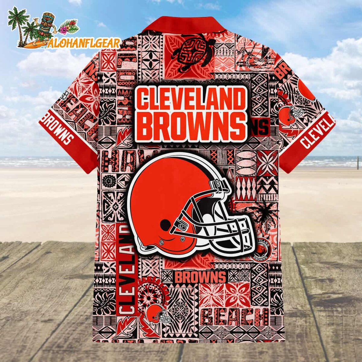 Cleveland Browns Tapa Patterns Hawaiian Shirt, NFL Aloha Shirt 1 Cleveland Browns Tapa Patterns Hawaiian Shirt NFL Aloha Shirt 2