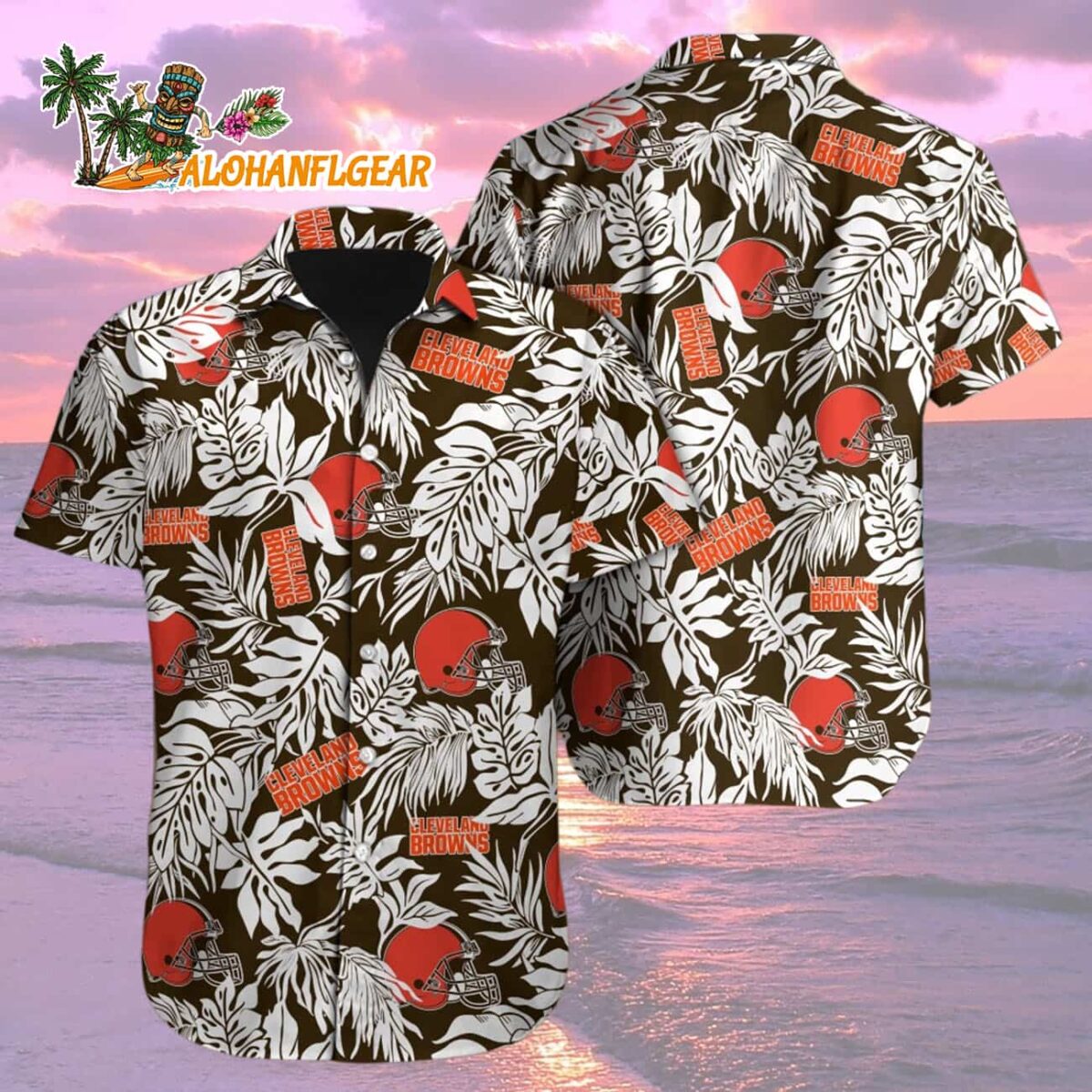 Cleveland Browns Tropical Leafs Designs Hawaiian ShirtCleveland Browns Aloha Shirt 2