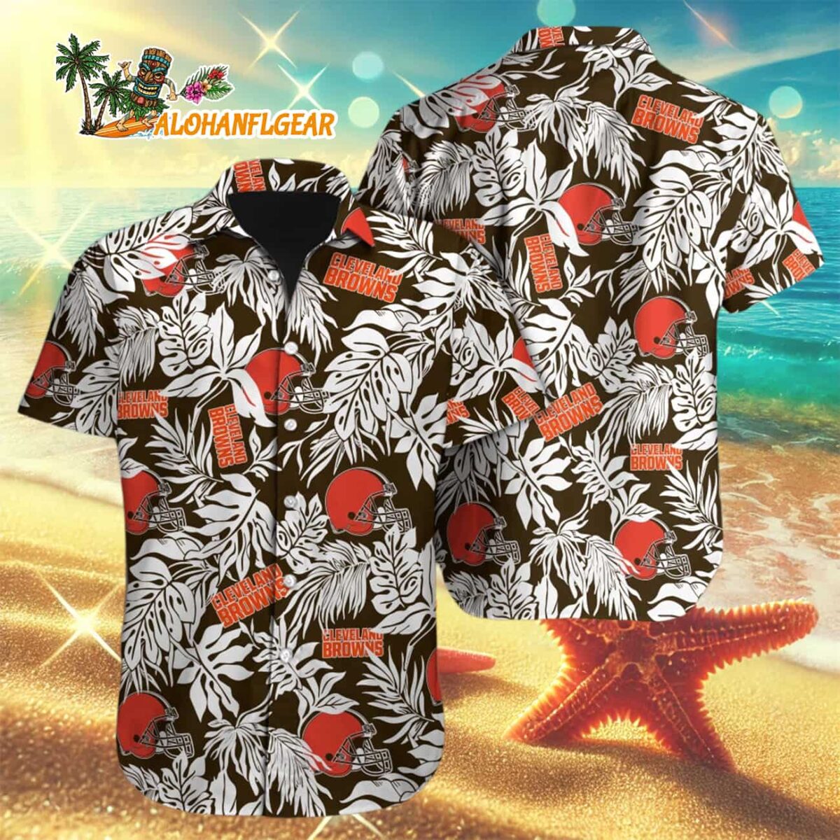 Cleveland Browns Tropical Leafs Designs Hawaiian ShirtCleveland Browns Aloha Shirt 3