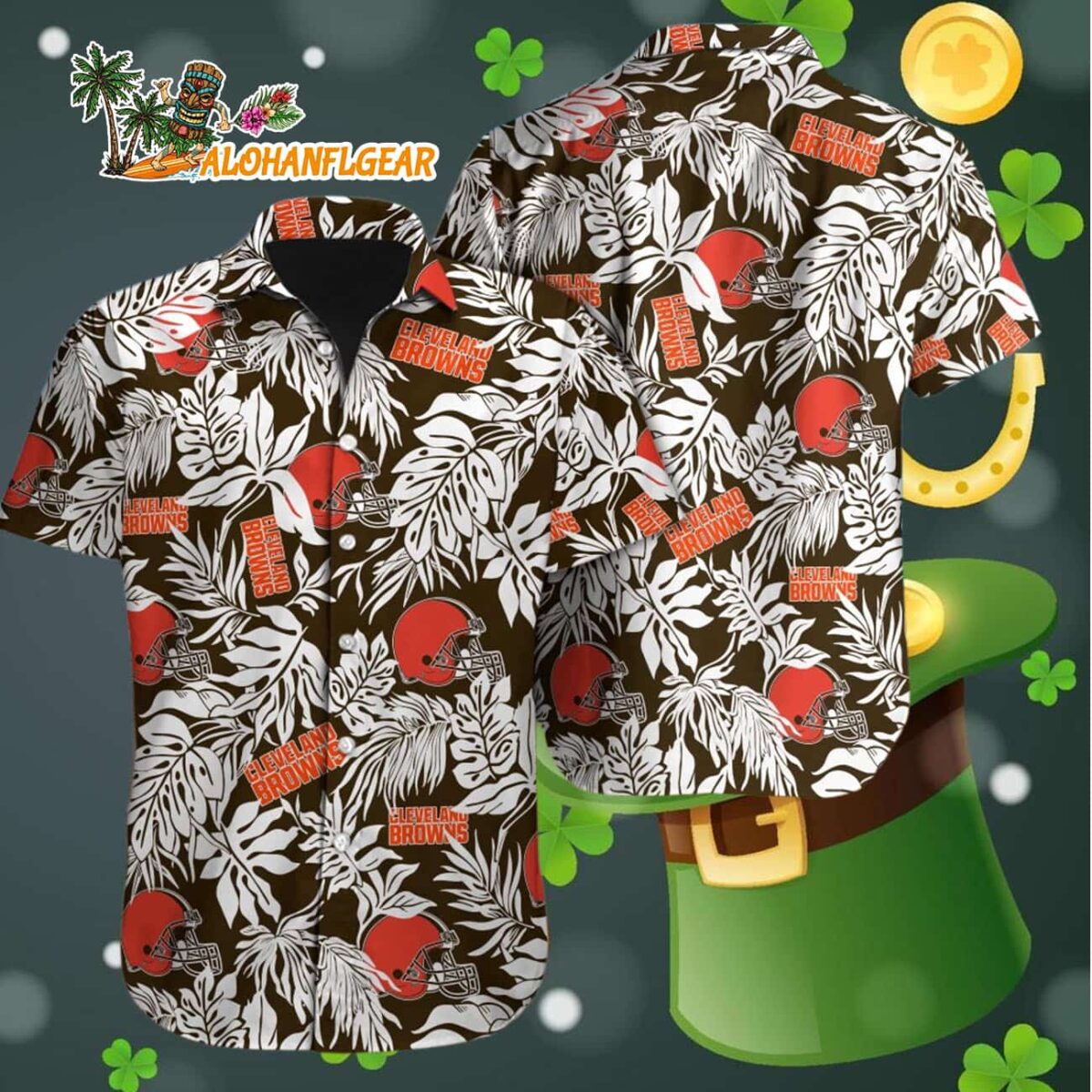 Cleveland Browns Tropical Leafs Designs Hawaiian ShirtCleveland Browns Aloha Shirt 4