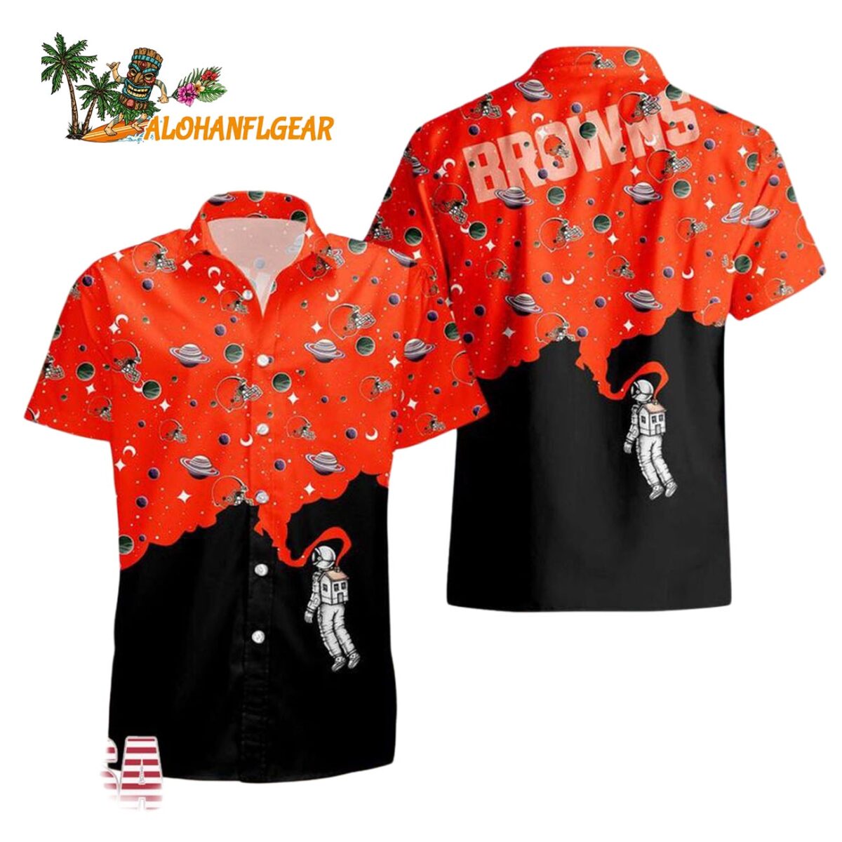 Cleveland Browns Universal Astronaut Pattern Hawaiian Shirt Cleveland Browns Aloha Shirt 1