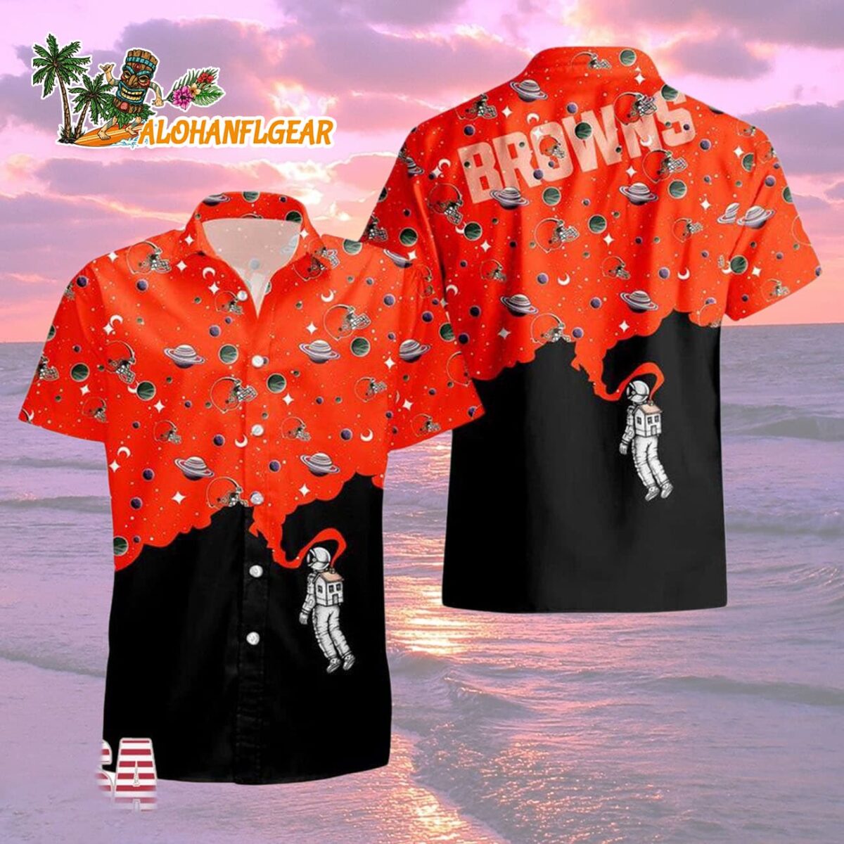 Cleveland Browns Universal Astronaut Pattern Hawaiian Shirt Cleveland Browns Aloha Shirt 2