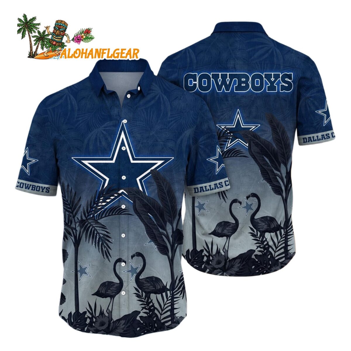 Dallas Cowboys Flamingo And Flower Funny Hawaiian Shirt Dallas Cowboys Aloha Shirt 1