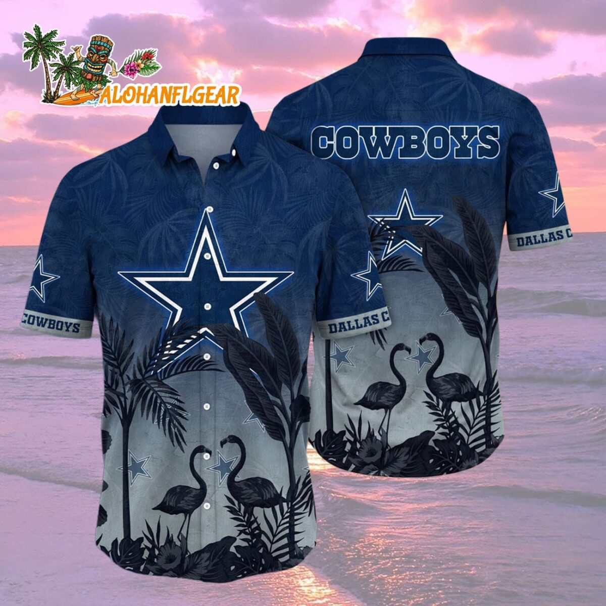 Dallas Cowboys Flamingo And Flower Funny Hawaiian Shirt, Dallas Cowboys Aloha Shirt 1 Dallas Cowboys Flamingo And Flower Funny Hawaiian Shirt Dallas Cowboys Aloha Shirt 2