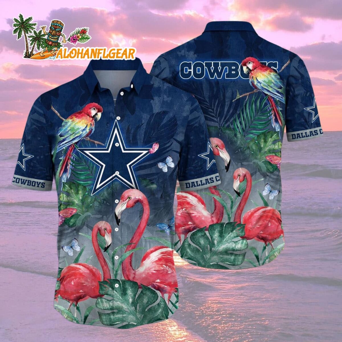 Dallas Cowboys Flamingo And Flower Hawaiian Shirt Dallas Cowboys Aloha Shirt 2