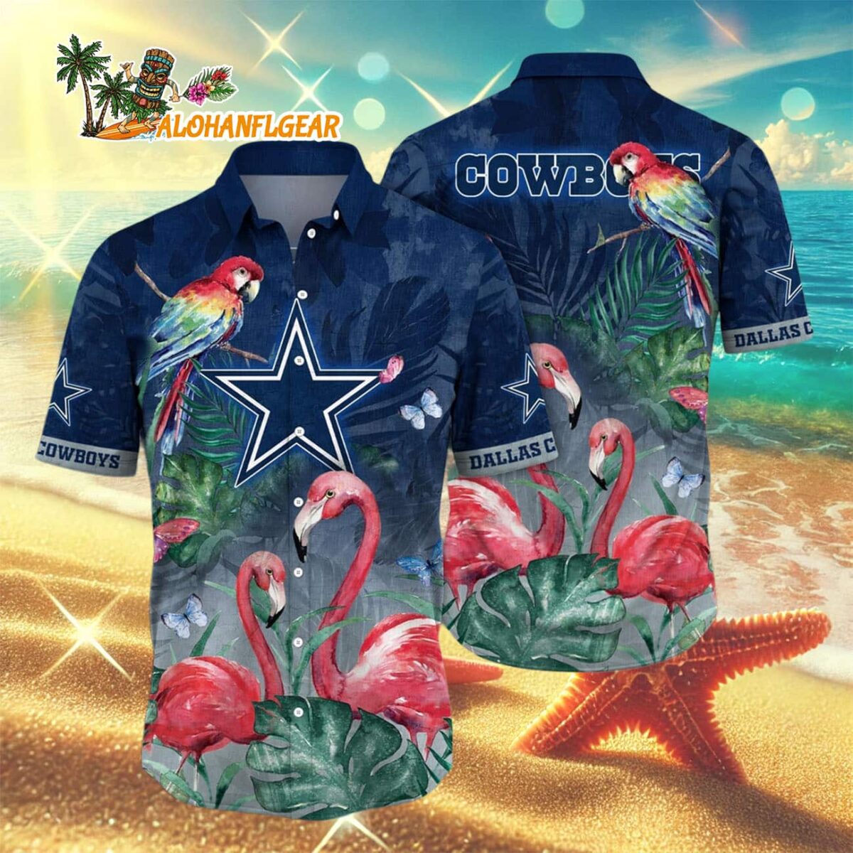 Dallas Cowboys Flamingo And Flower Hawaiian Shirt Dallas Cowboys Aloha Shirt 3