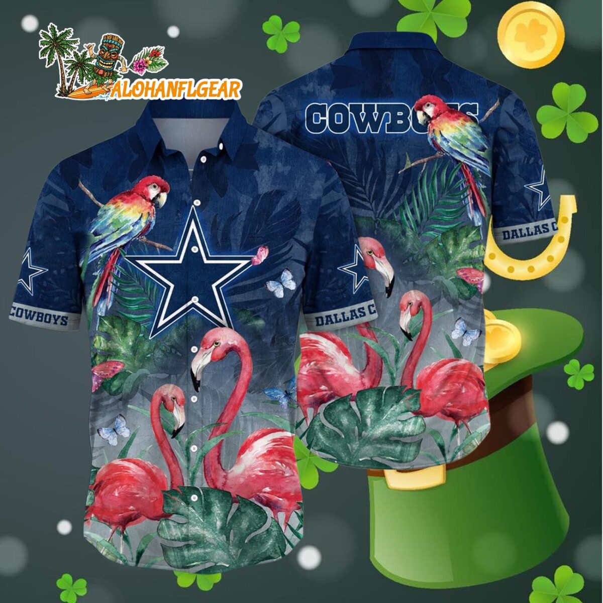 Dallas Cowboys Flamingo And Flower Hawaiian Shirt Dallas Cowboys Aloha Shirt 4