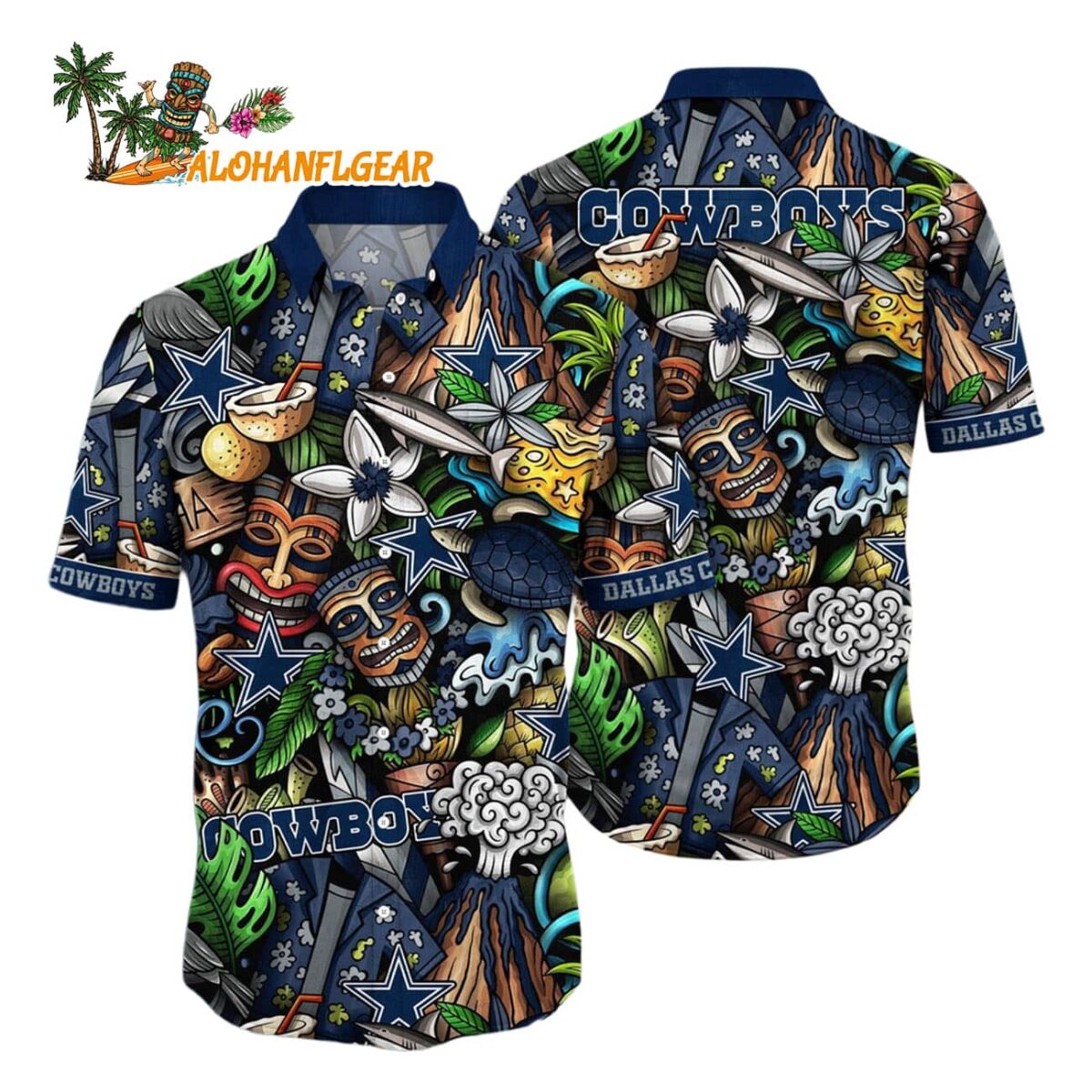 Dallas Cowboys Flower Tiki Me Off Hawaiian Shirt Dallas Cowboys Aloha Shirt 1