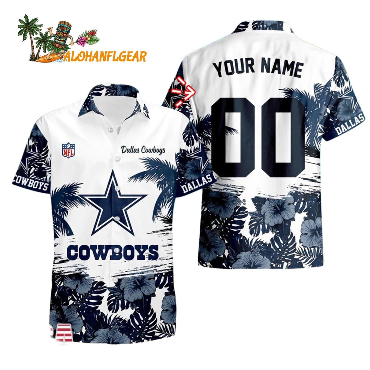 Dallas Cowboys Hibiscus Flower Custom Name Hawaiian Shirt NFL Aloha Shirt 1