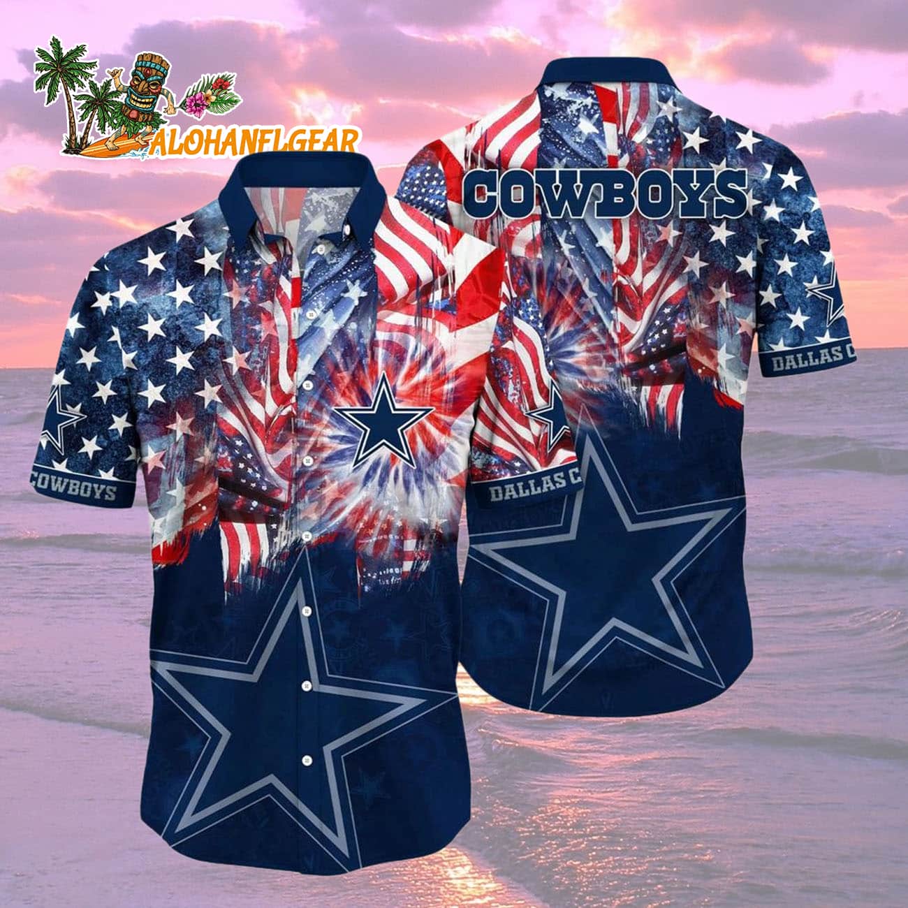 Dallas Cowboys Independence Day Hawaiian Shirt, NFL Aloha Shirt Dallas Cowboys Independence Day Hawaiian Shirt, NFL Aloha Shirt