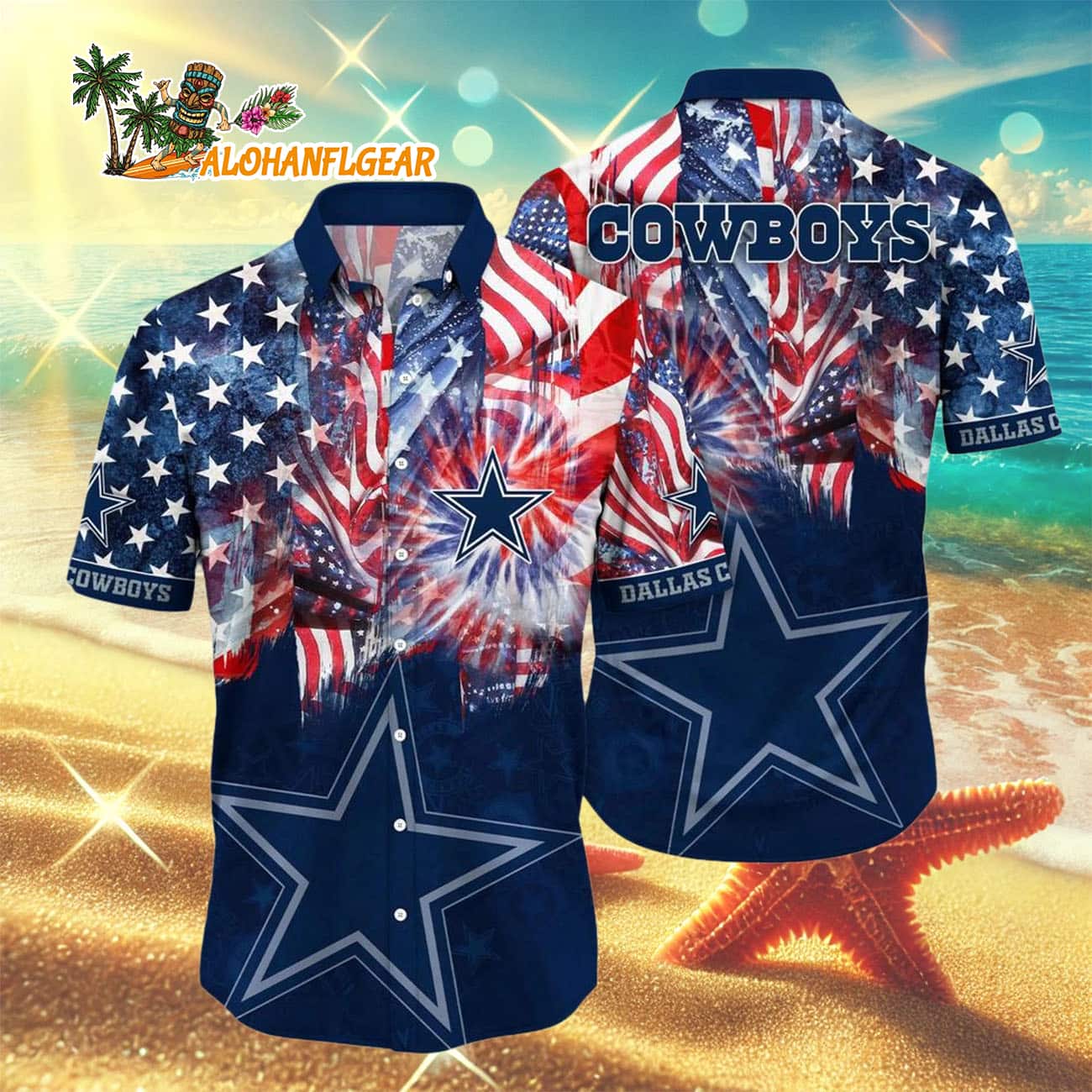 Dallas Cowboys Independence Day Hawaiian Shirt, NFL Aloha Shirt Dallas Cowboys Independence Day Hawaiian Shirt, NFL Aloha Shirt