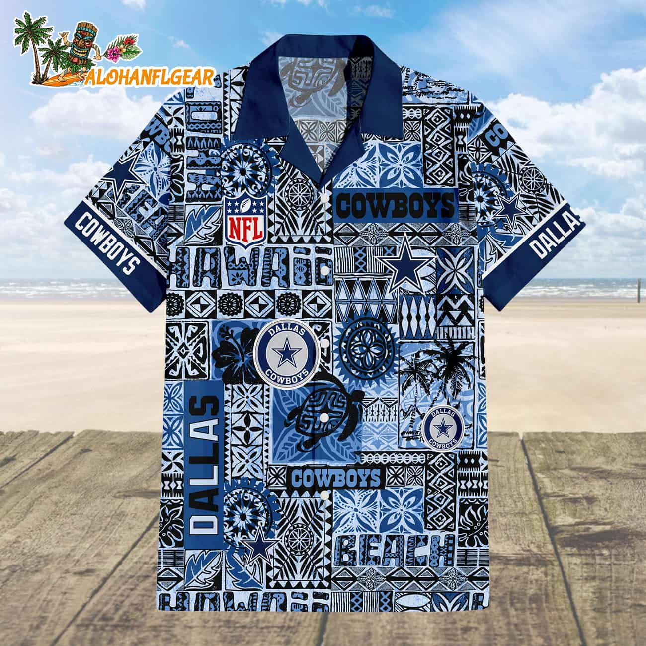 Dallas Cowboys Tapa Patterns Hawaiian Shirt, NFL Aloha Shirt Dallas Cowboys Tapa Patterns Hawaiian Shirt, NFL Aloha Shirt