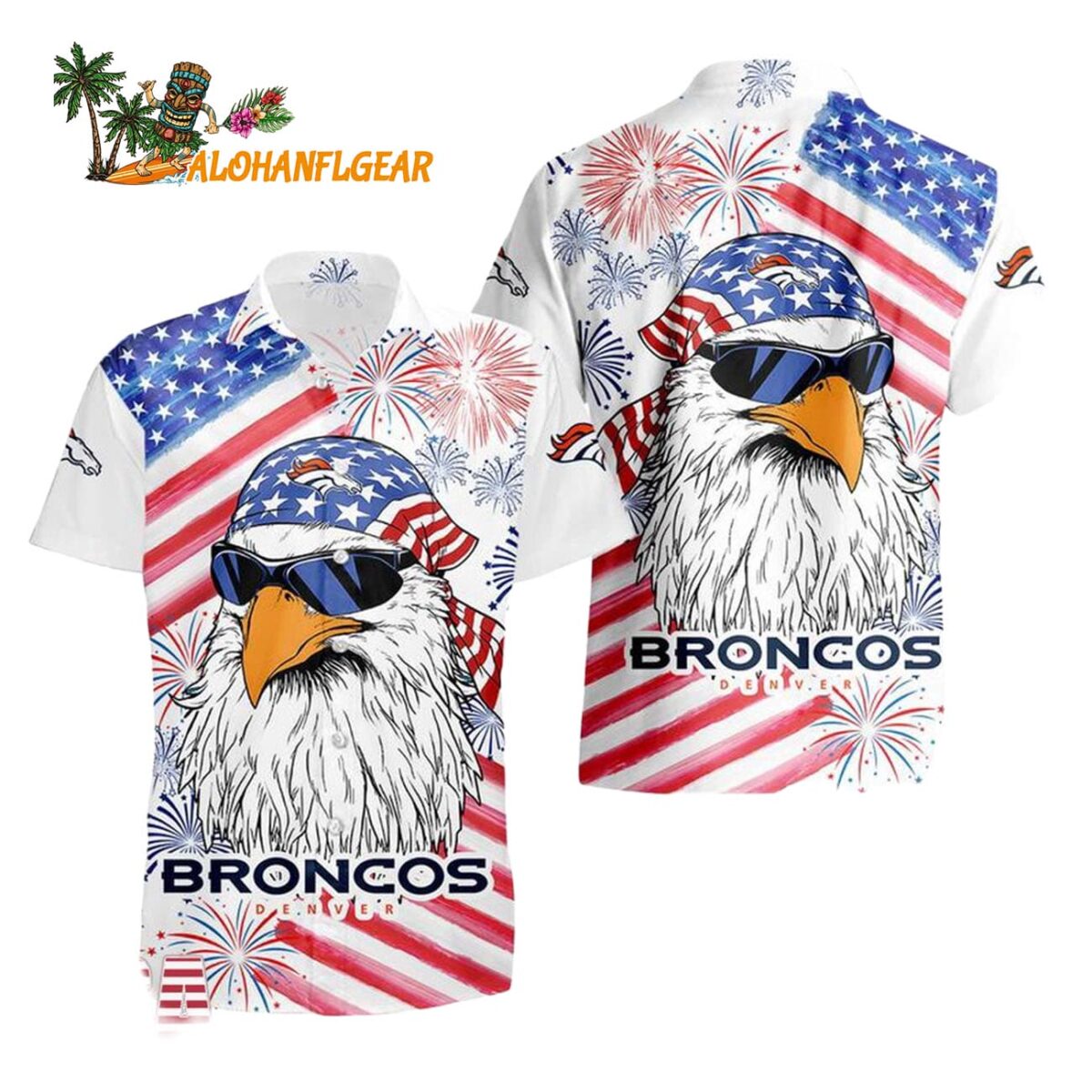 Denver Broncos American Eagle Emblem Hawaiian Shirt Denver Broncos Aloha Shirt 1