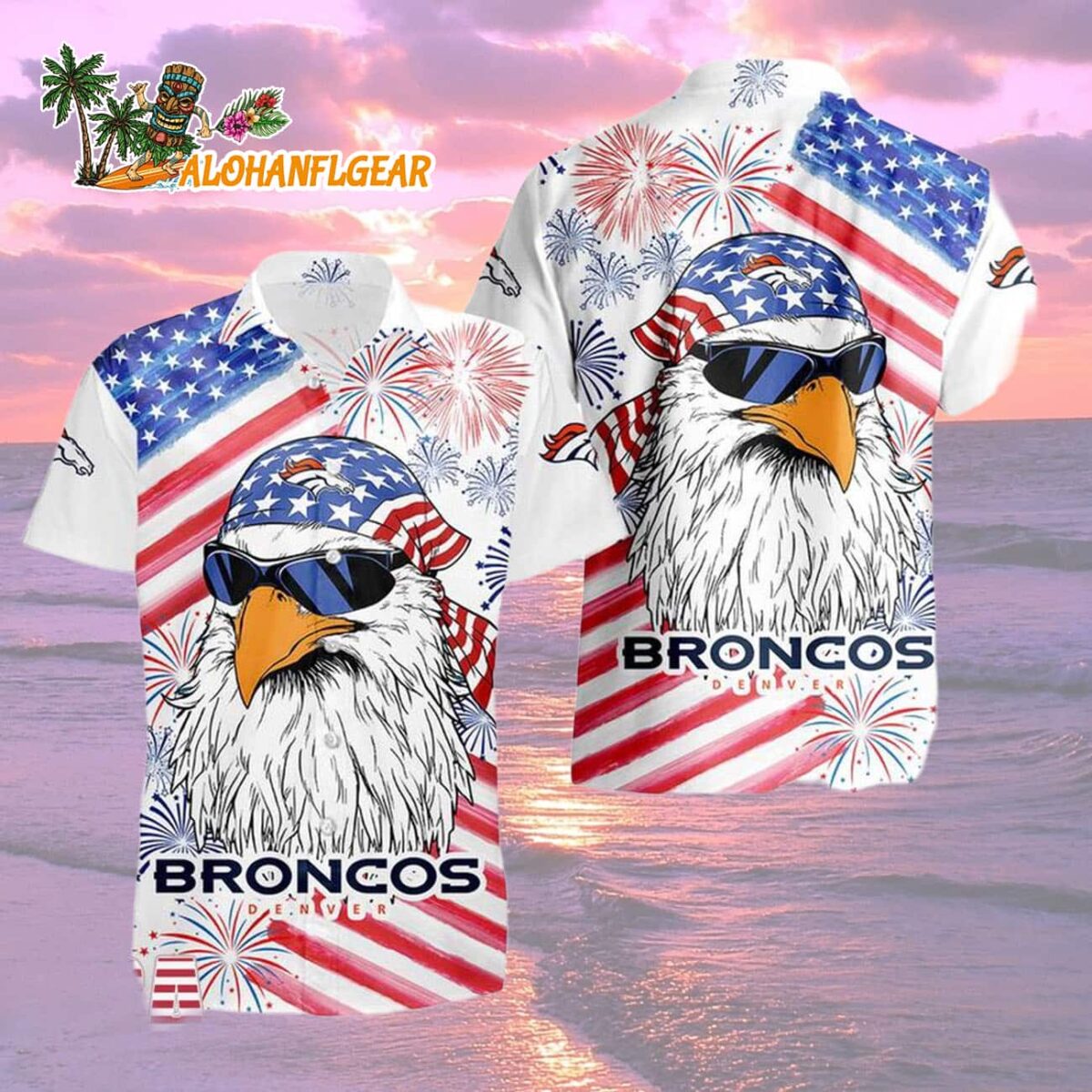 Denver Broncos American Eagle Emblem Hawaiian Shirt 1 Denver Broncos American Eagle Emblem Hawaiian Shirt Denver Broncos Aloha Shirt 2