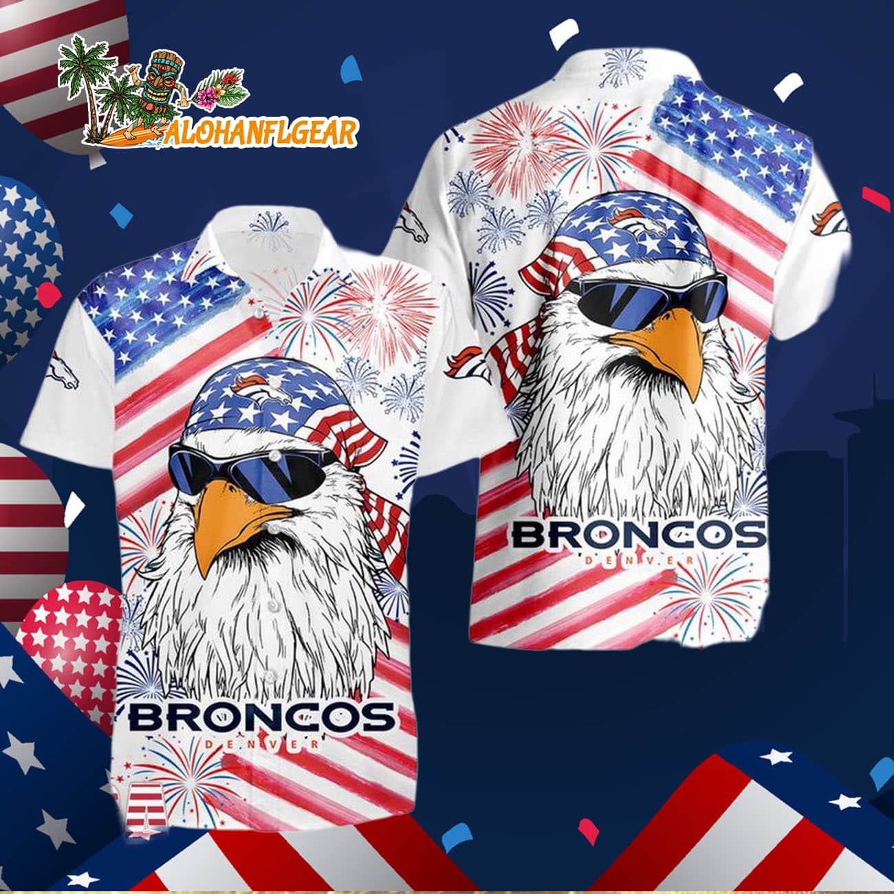 Denver Broncos American Eagle Emblem Hawaiian Shirt Denver Broncos American Eagle Emblem Hawaiian Shirt