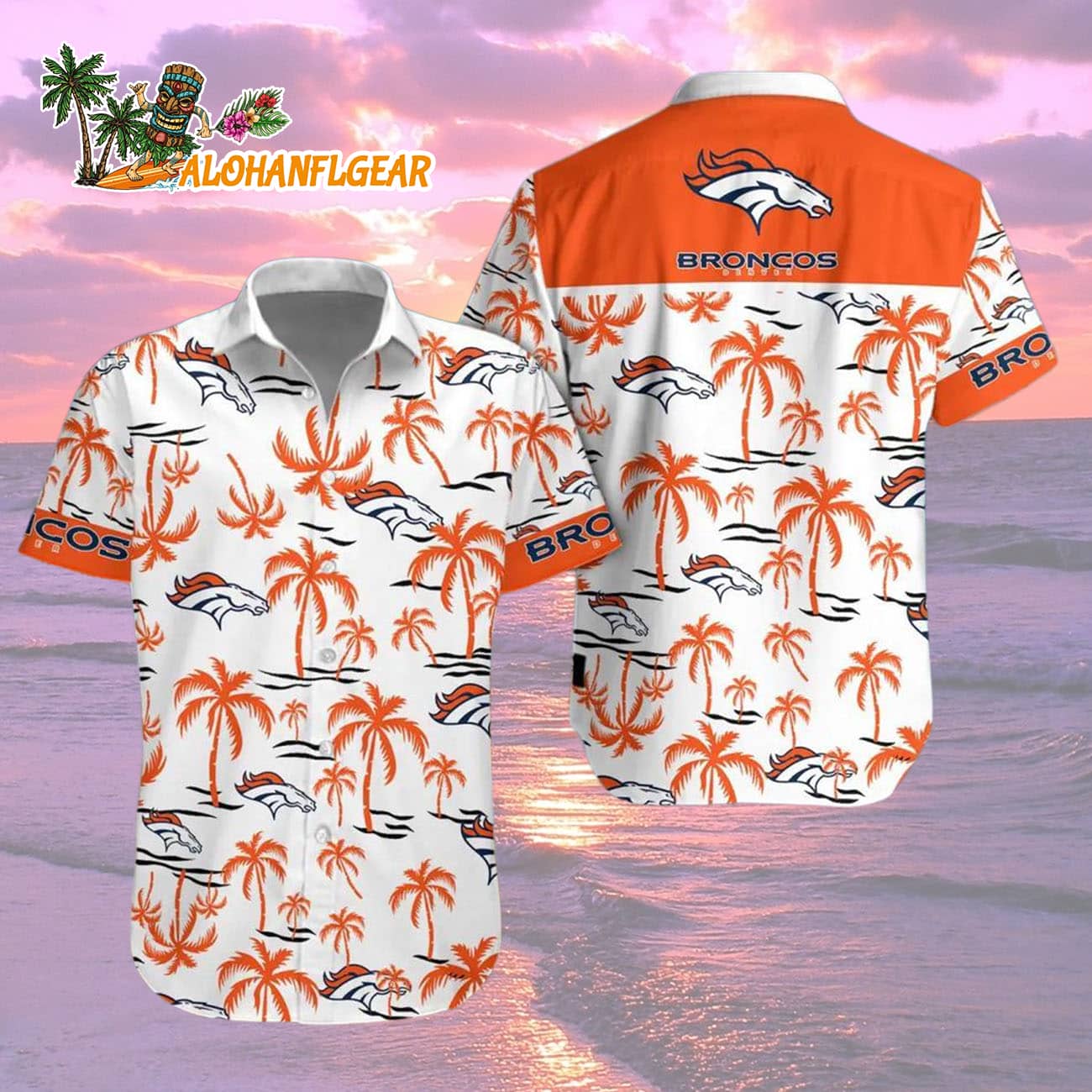 Denver Broncos Coconut Logo Beach Hawaiian Shirt, NFL Aloha Shirt Denver Broncos Coconut Logo Beach Hawaiian Shirt, NFL Aloha Shirt