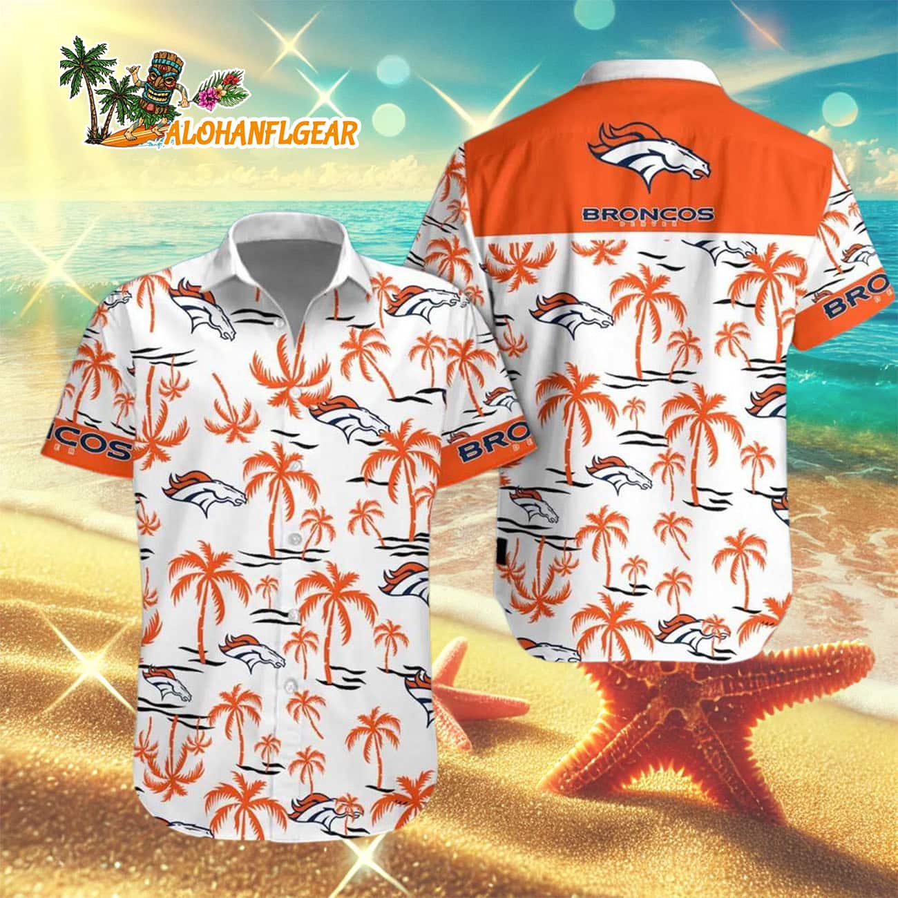 Denver Broncos Coconut Logo Beach Hawaiian Shirt, NFL Aloha Shirt Denver Broncos Coconut Logo Beach Hawaiian Shirt, NFL Aloha Shirt