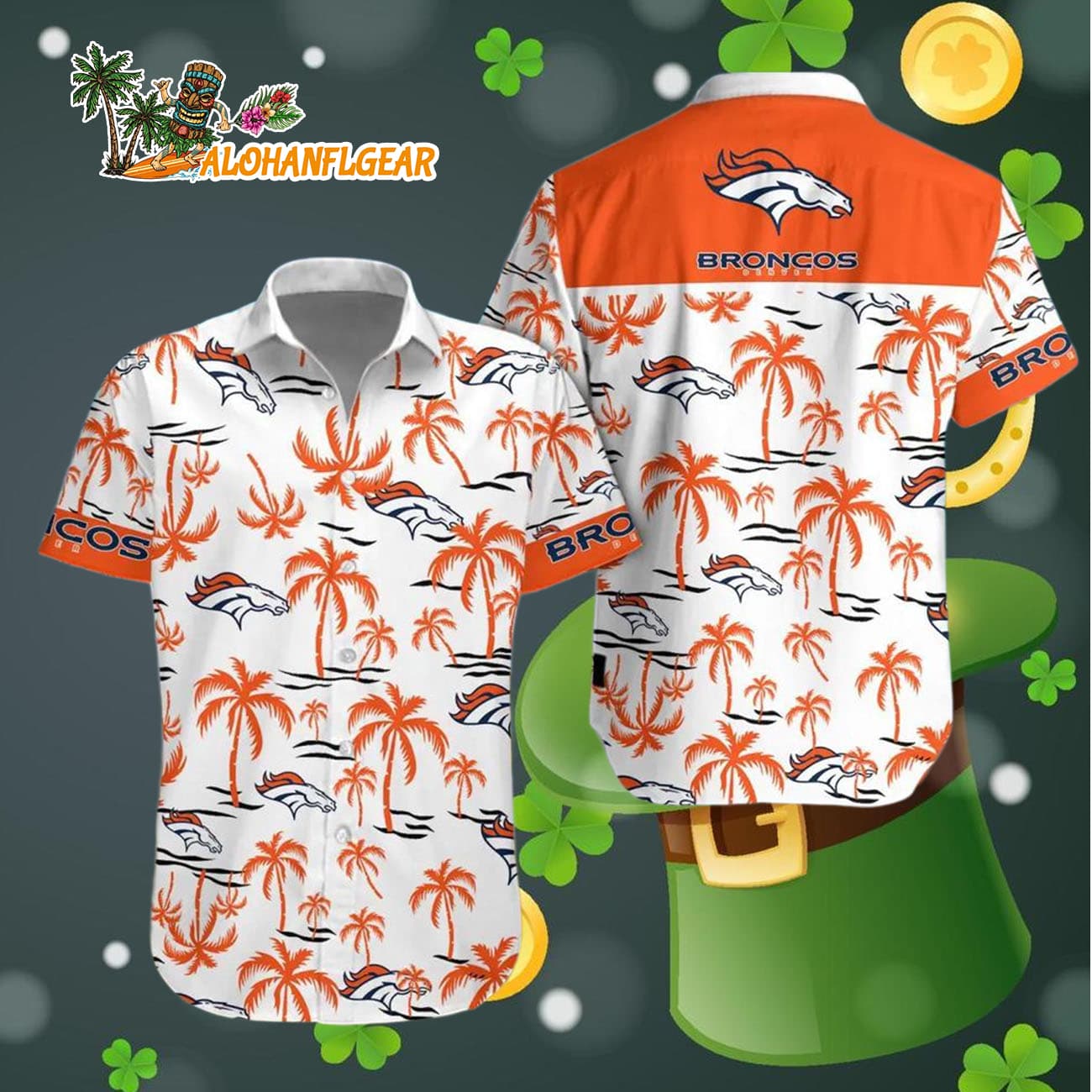Denver Broncos Coconut Logo Beach Hawaiian Shirt, NFL Aloha Shirt Denver Broncos Coconut Logo Beach Hawaiian Shirt, NFL Aloha Shirt