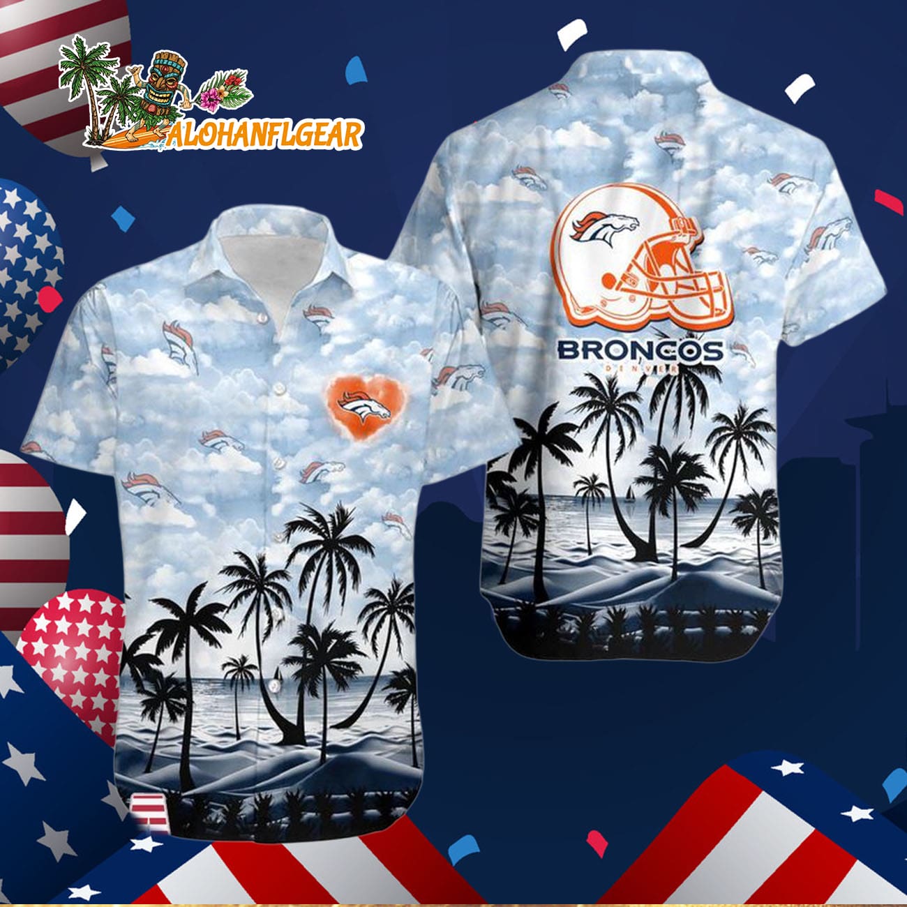 Denver Broncos Coconut Palms Limited Edition Hawaiian Shirt, Denver Broncos Aloha Shirt Denver Broncos Coconut Palms Limited Edition Hawaiian Shirt, Denver Broncos Aloha Shirt