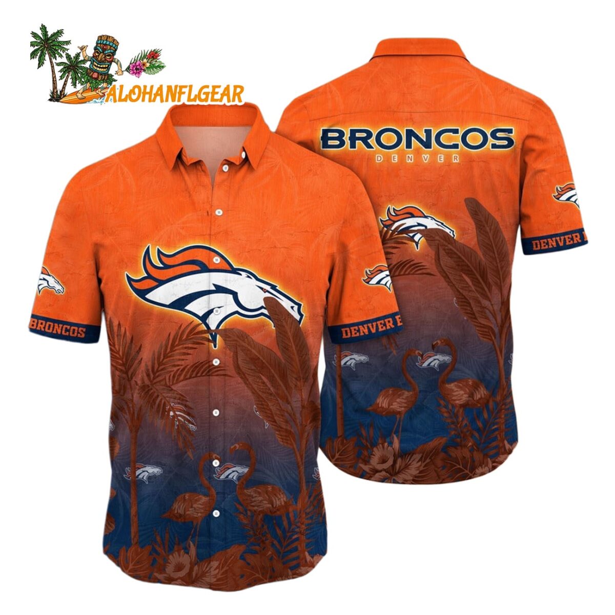 Denver Broncos Flamingo And Flower Funny Hawaiian Shirt Denver Broncos Aloha Shirt 1