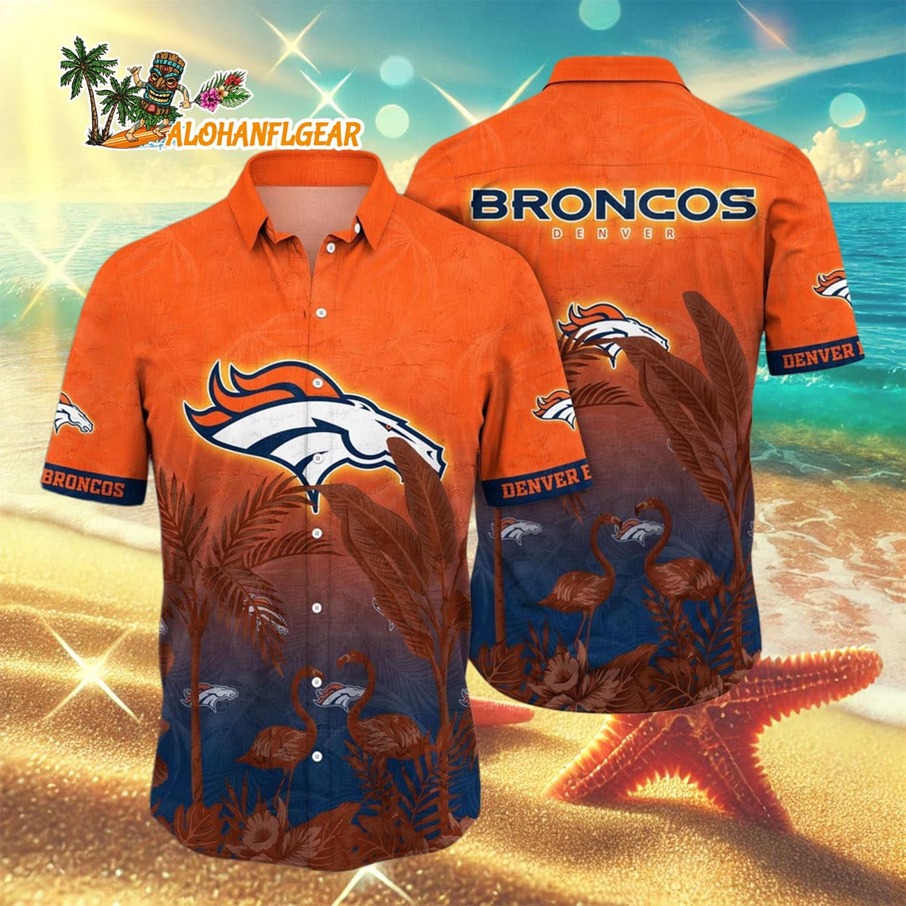 Denver Broncos Flamingo And Flower Funny Hawaiian Shirt, Denver Broncos Aloha Shirt Denver Broncos Flamingo And Flower Funny Hawaiian Shirt, Denver Broncos Aloha Shirt