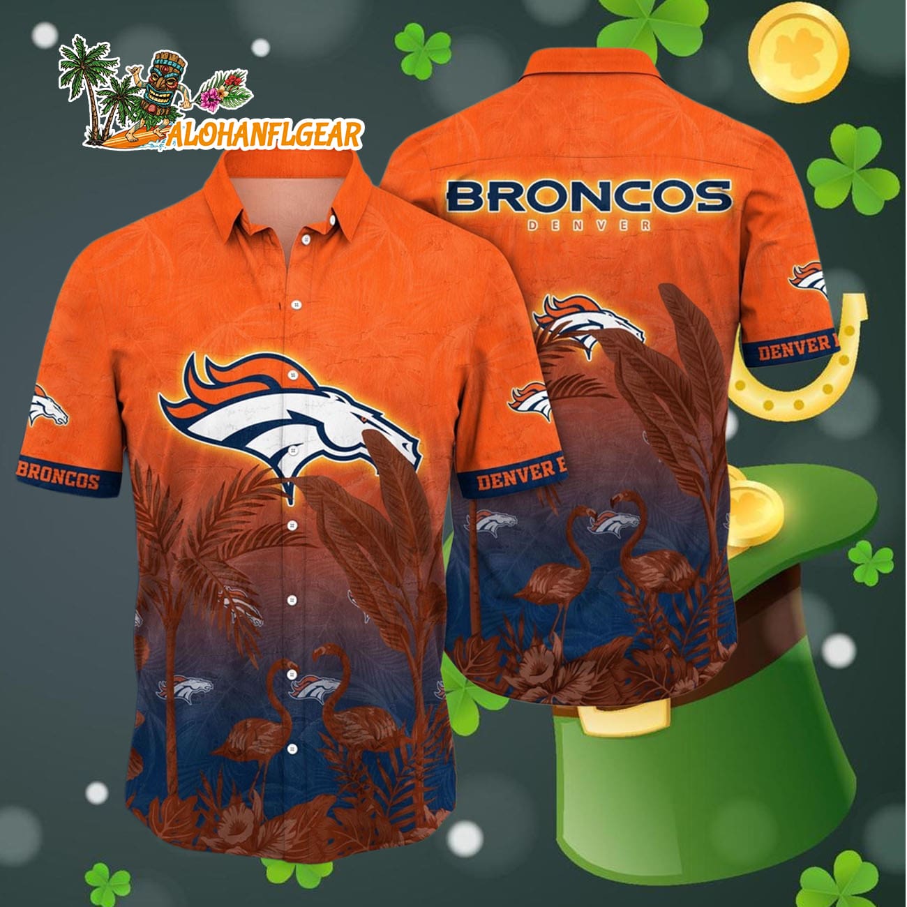 Denver Broncos Flamingo And Flower Funny Hawaiian Shirt, Denver Broncos Aloha Shirt Denver Broncos Flamingo And Flower Funny Hawaiian Shirt, Denver Broncos Aloha Shirt