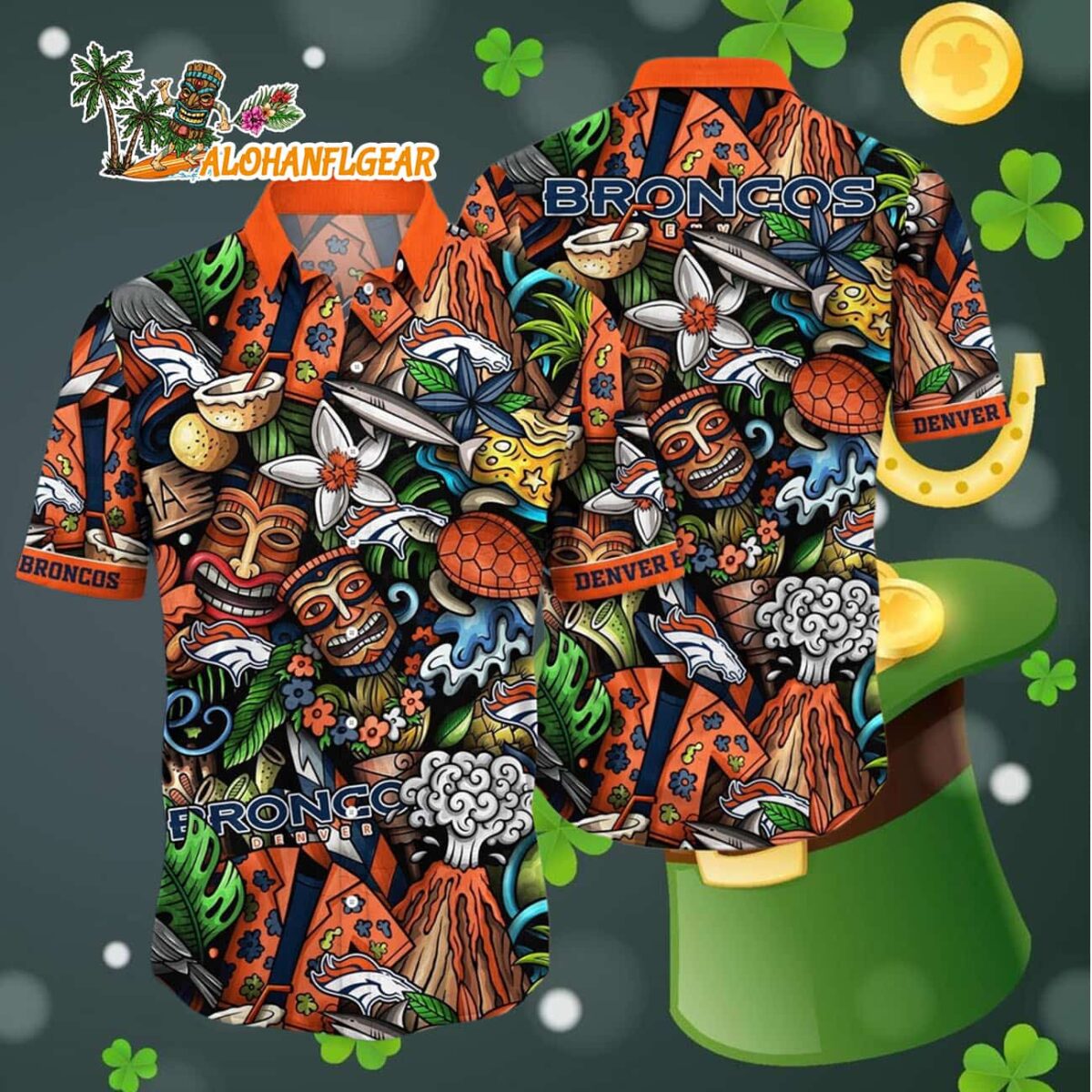 Denver Broncos Flower Tiki Me Off Hawaiian Shirt Denver Broncos Aloha Shirt 4