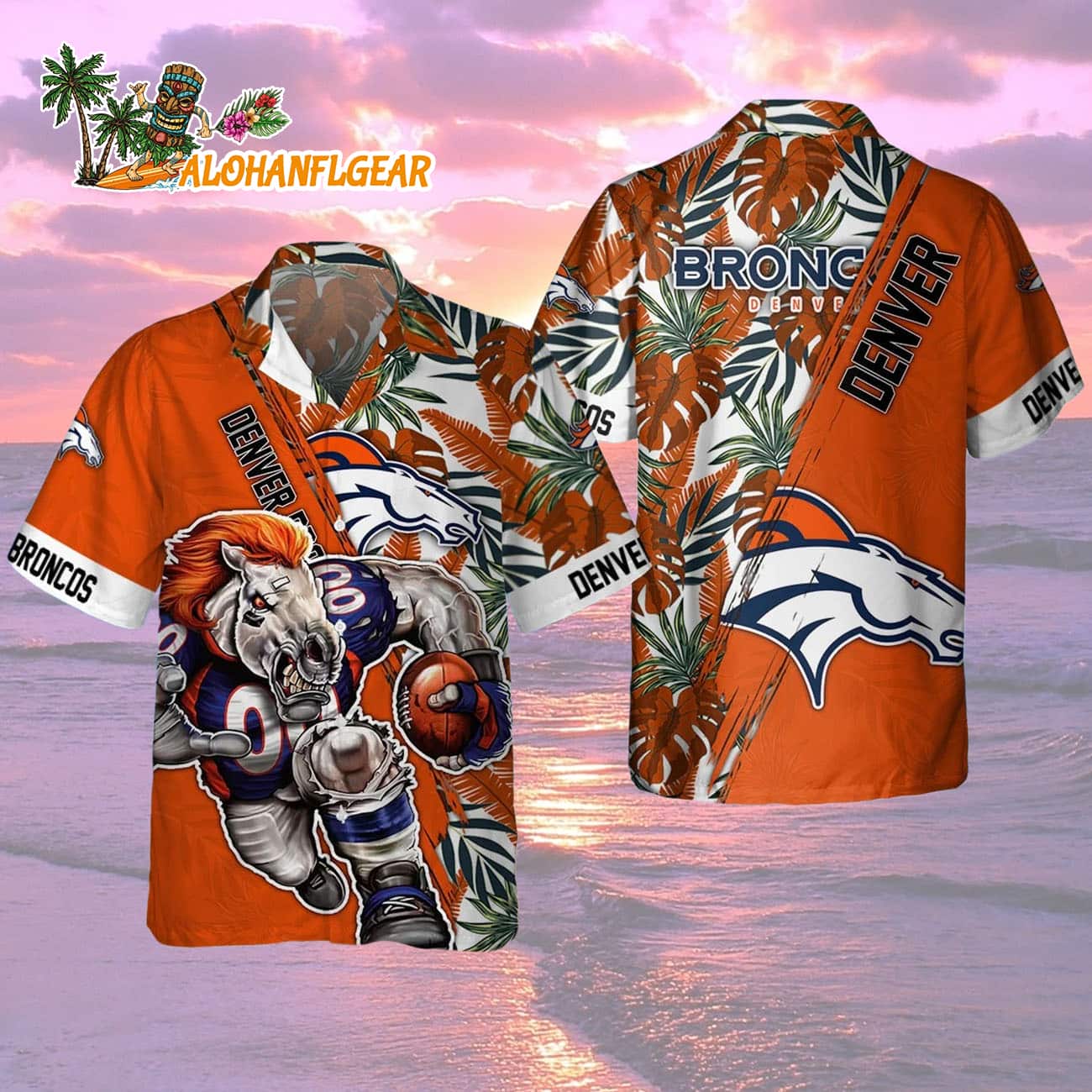 Denver Broncos Mascot Summer Hawaiian Shirt, Denver Broncos Aloha Shirt Denver Broncos Mascot Summer Hawaiian Shirt, Denver Broncos Aloha Shirt