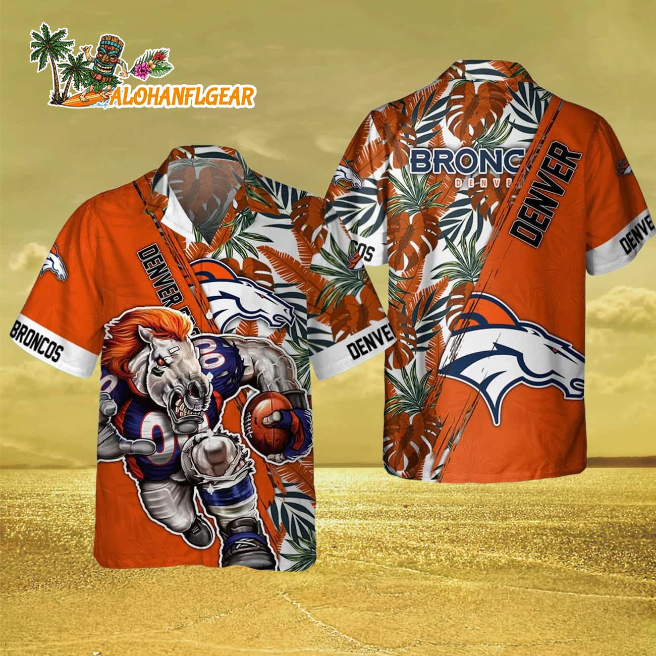 Denver Broncos Mascot Summer Hawaiian Shirt, Denver Broncos Aloha Shirt Denver Broncos Mascot Summer Hawaiian Shirt, Denver Broncos Aloha Shirt