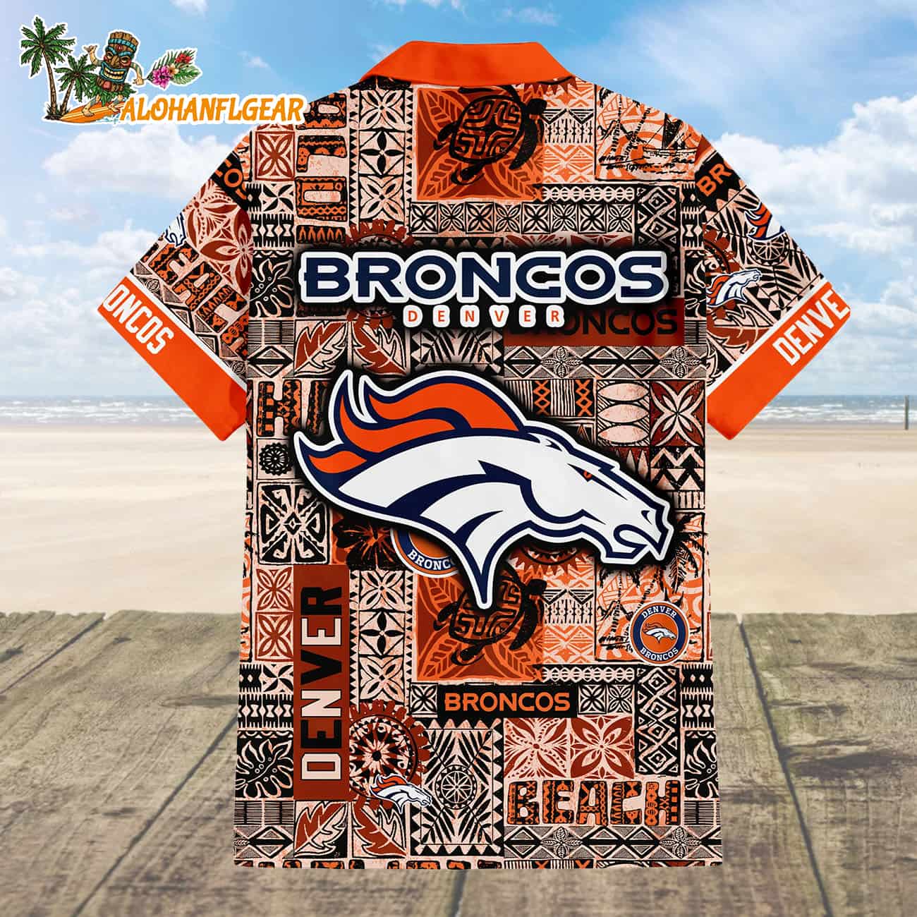Denver Broncos Tapa Patterns Hawaiian Shirt, NFL Aloha Shirt Denver Broncos Tapa Patterns Hawaiian Shirt, NFL Aloha Shirt