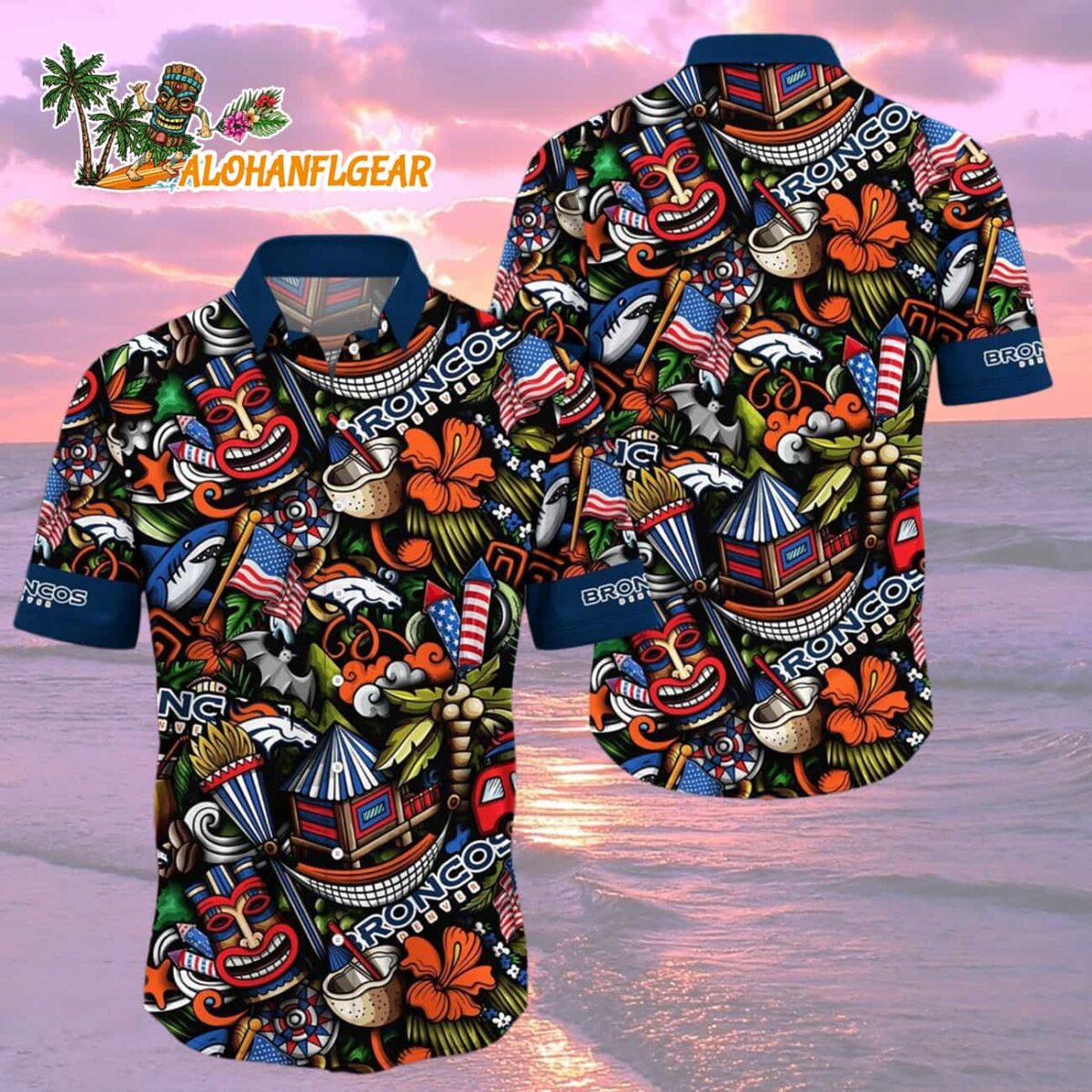 Denver Broncos Tiki Me Off Hawaiian Shirt, Denver Broncos Aloha Shirt 1 Denver Broncos Tiki Me Off Hawaiian Shirt Denver Broncos Aloha Shirt 2