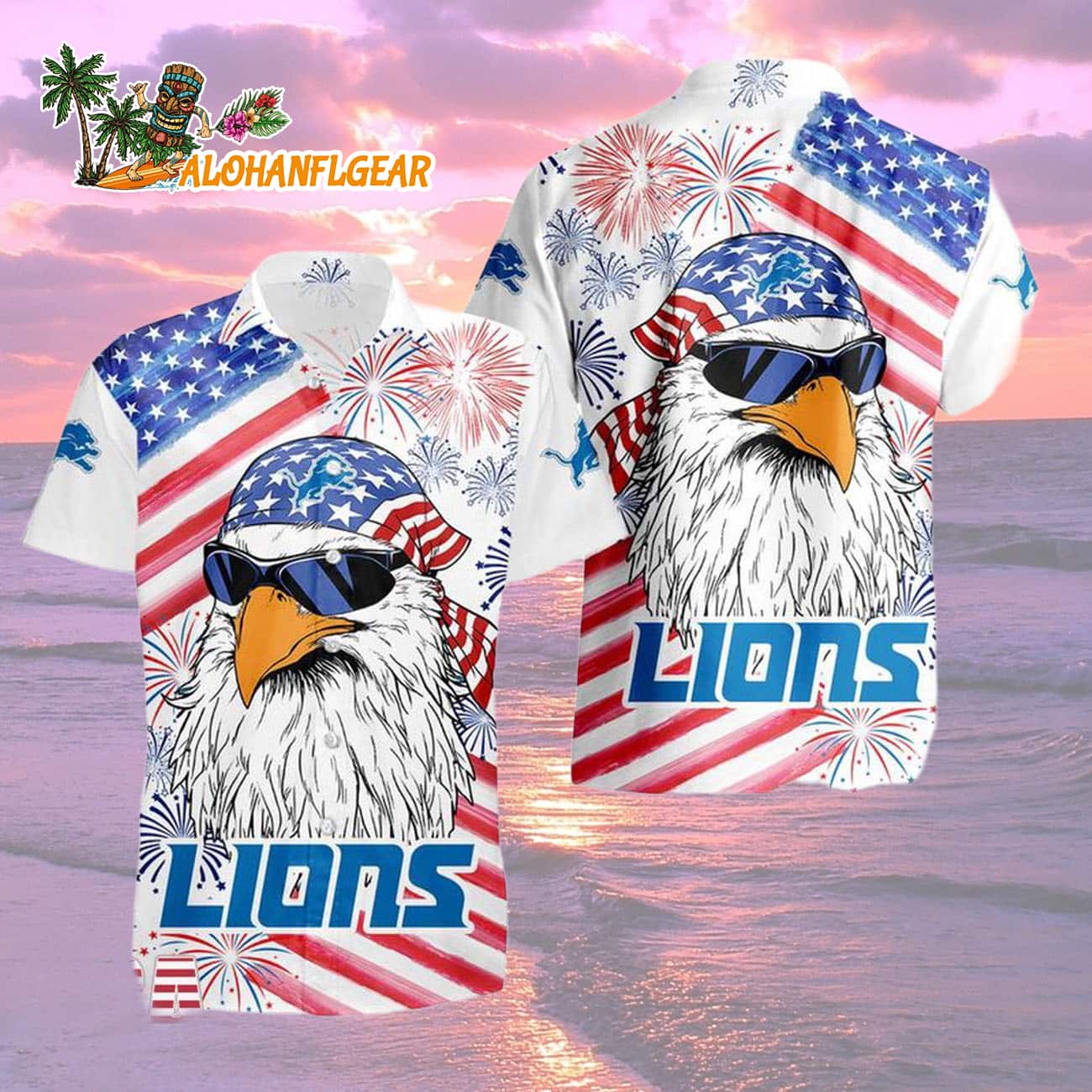 Detroit Lions American Eagle Emblem Hawaiian Shirt Detroit Lions American Eagle Emblem Hawaiian Shirt