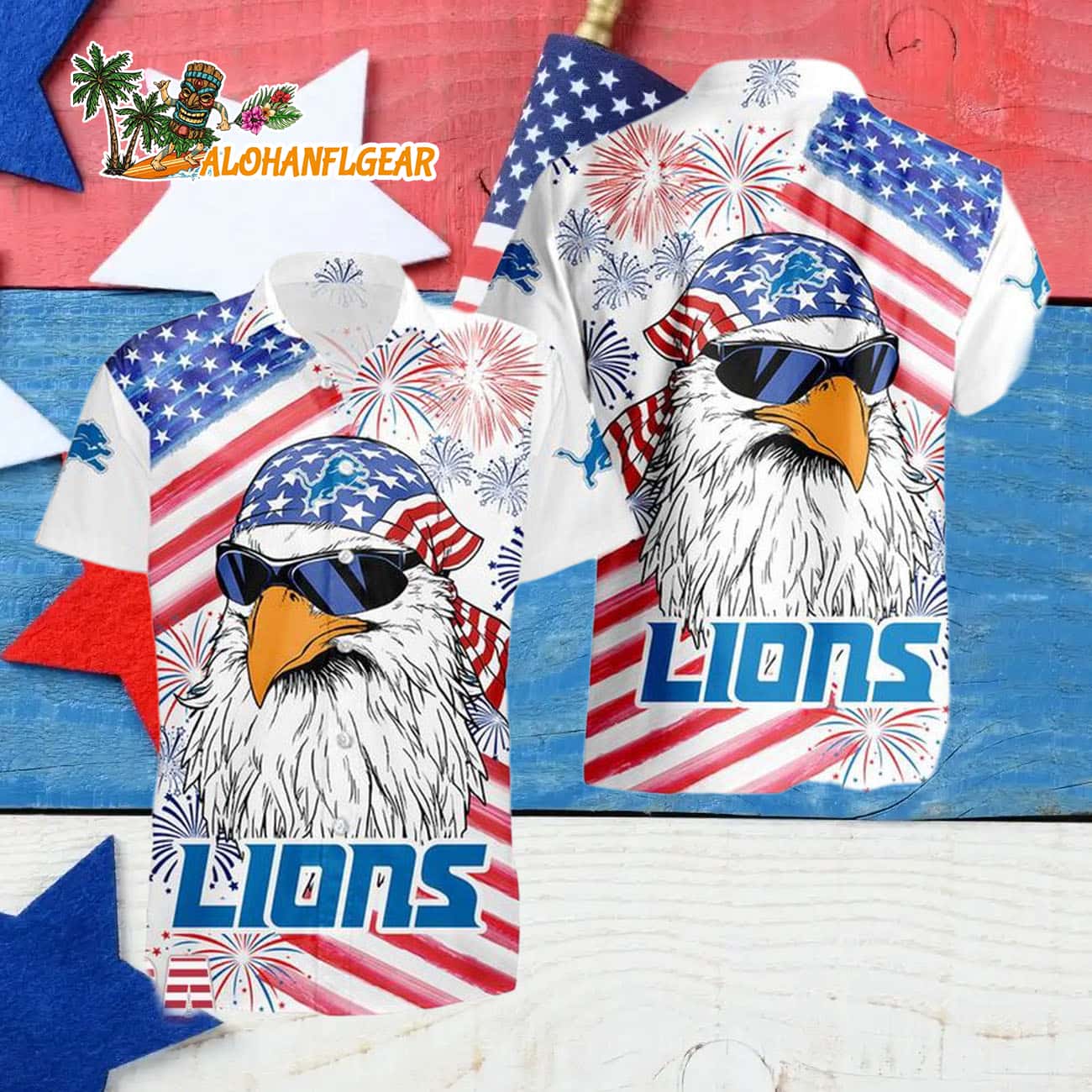 Detroit Lions American Eagle Emblem Hawaiian Shirt Detroit Lions American Eagle Emblem Hawaiian Shirt