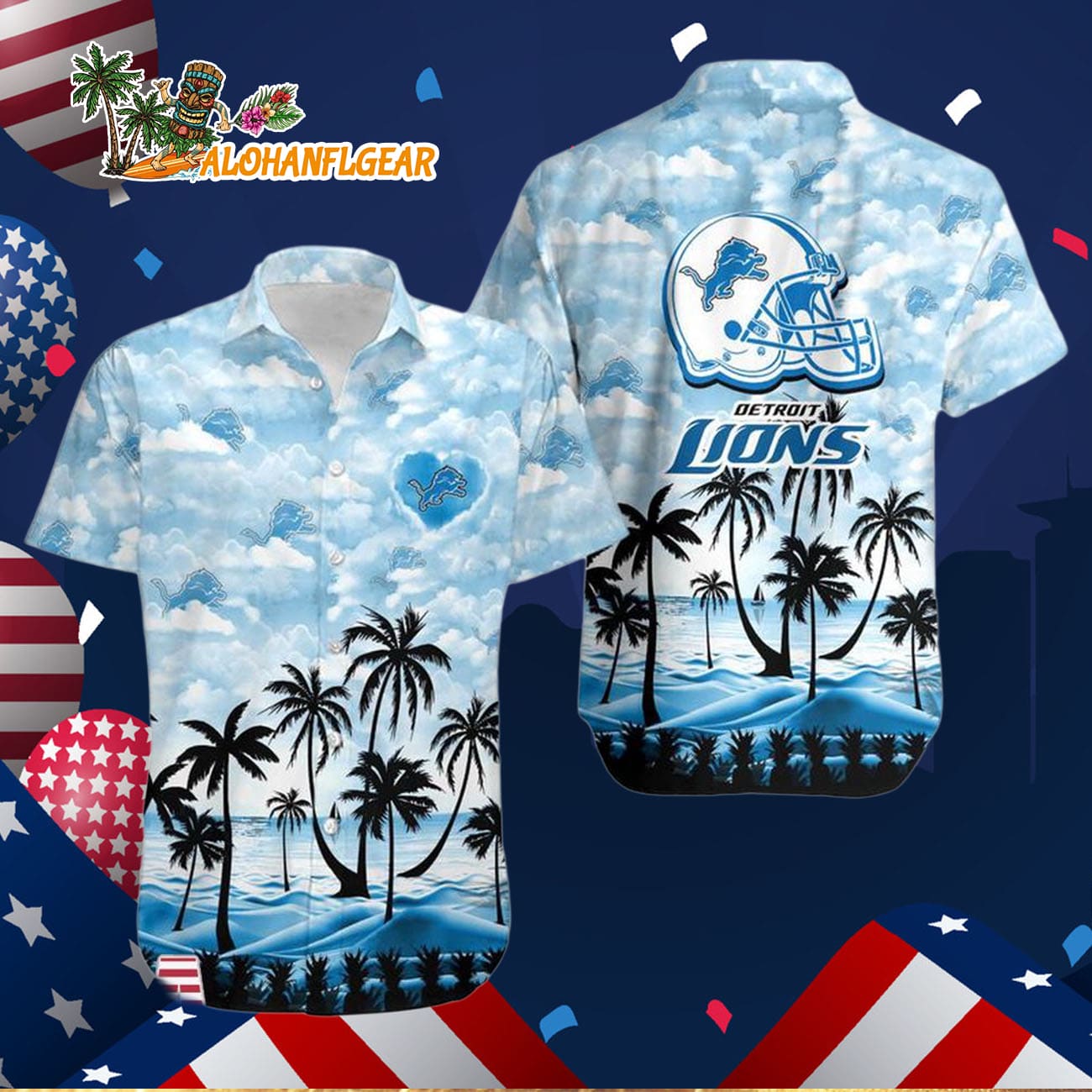 Detroit Lions Coconut Palms Limited Edition Hawaiian Shirt, Detroit Lions Aloha Shirt Detroit Lions Coconut Palms Limited Edition Hawaiian Shirt, Detroit Lions Aloha Shirt